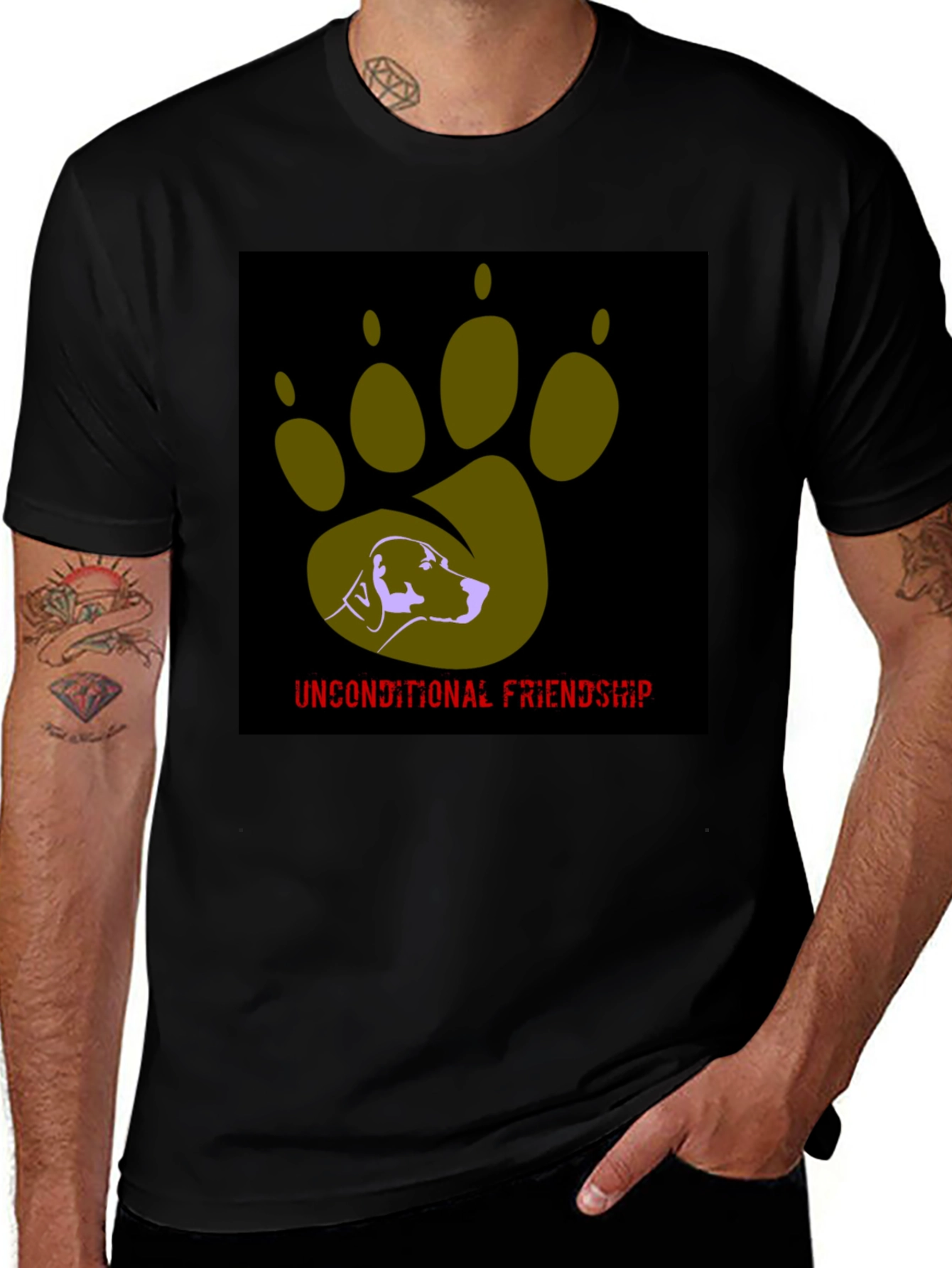Variant 27 of Unconditional Friendship Dog Paw Print T-Shirt