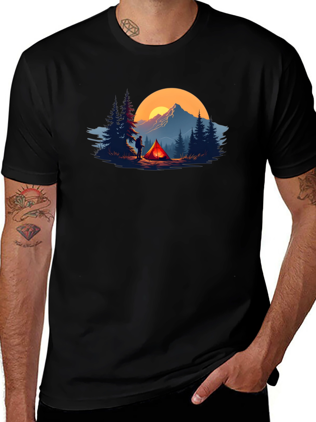Variant 19 of Camping Adventure Graphic Tee - Black