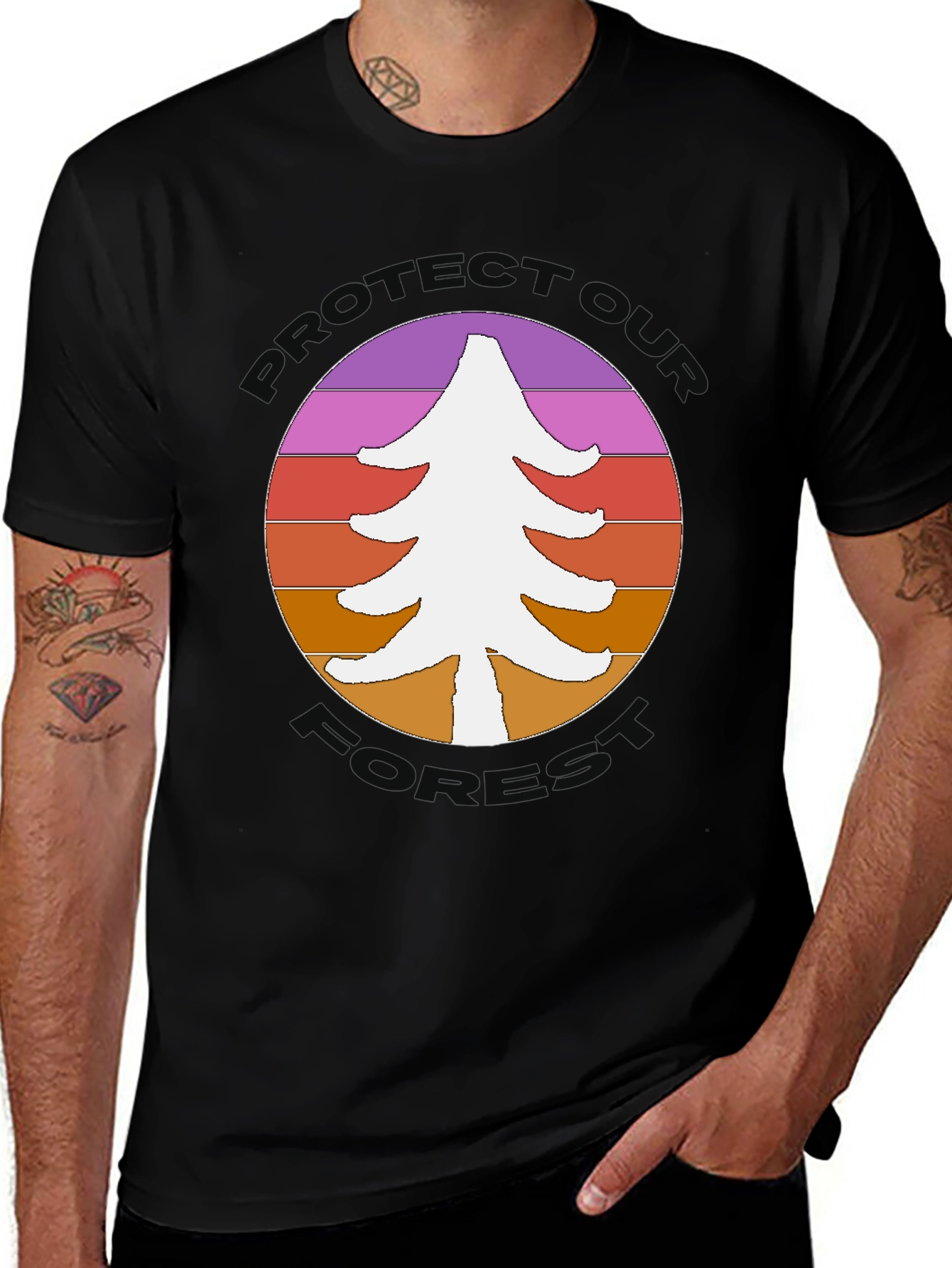 Variant 5 of Retro Protect Our World Tree Graphic T-Shirt
