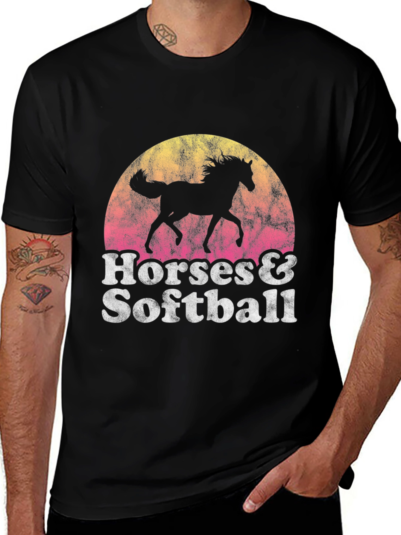 Variant 4 of Horses & Softball Retro T-Shirt