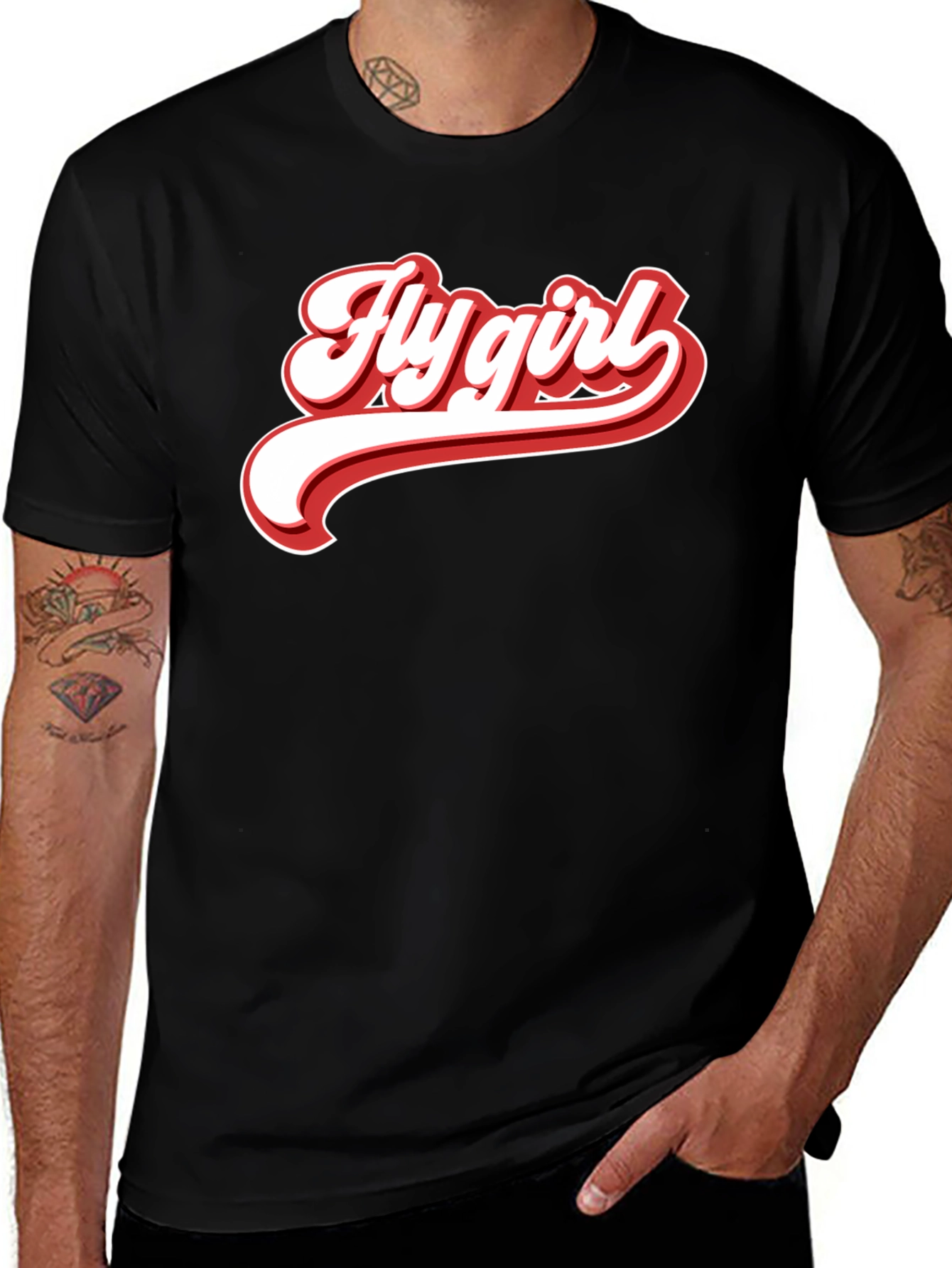 Variant 12 of Retro Fly Girl Graphic Tee - Black Cotton T-Shirt