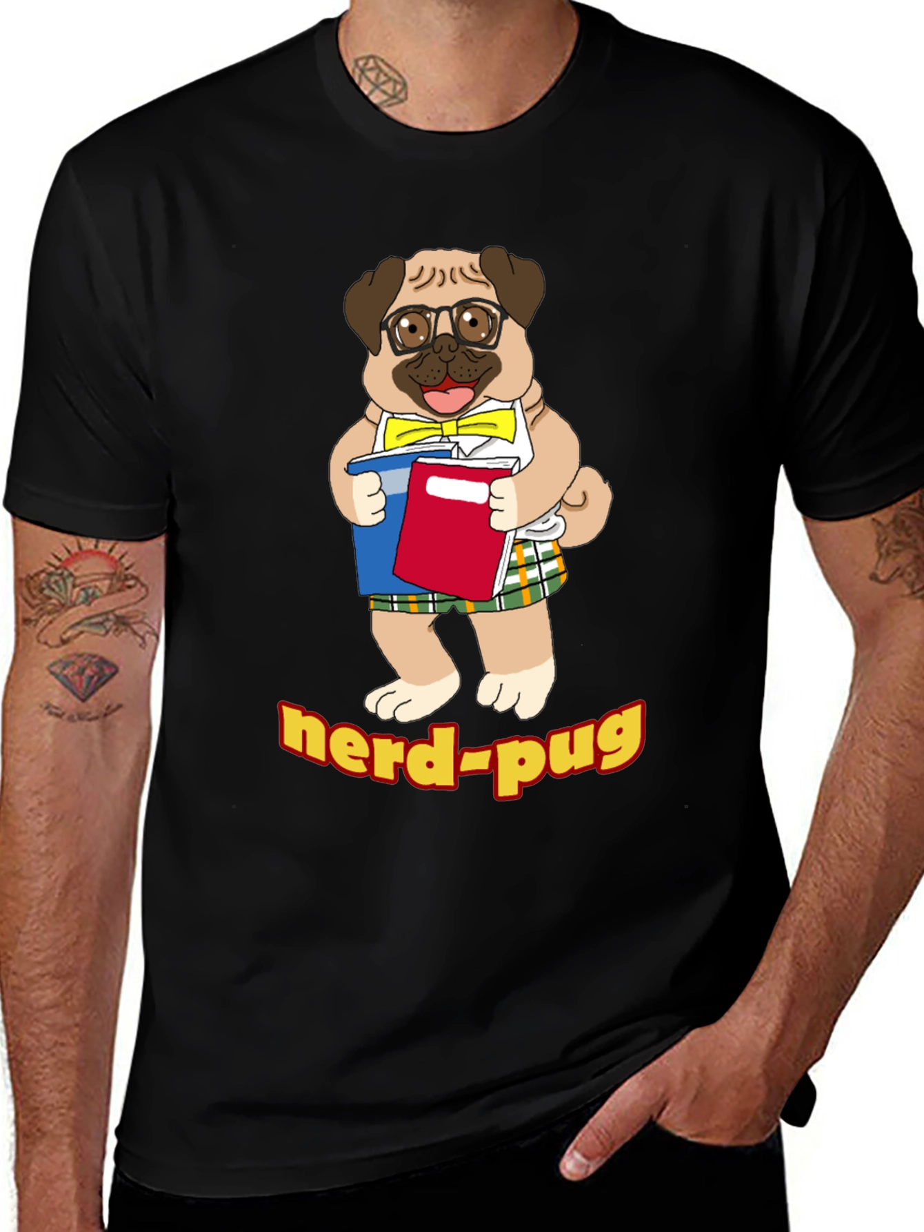 Variant 9 of Nerd Pug T-Shirt - Geeky Dog Lover Tee