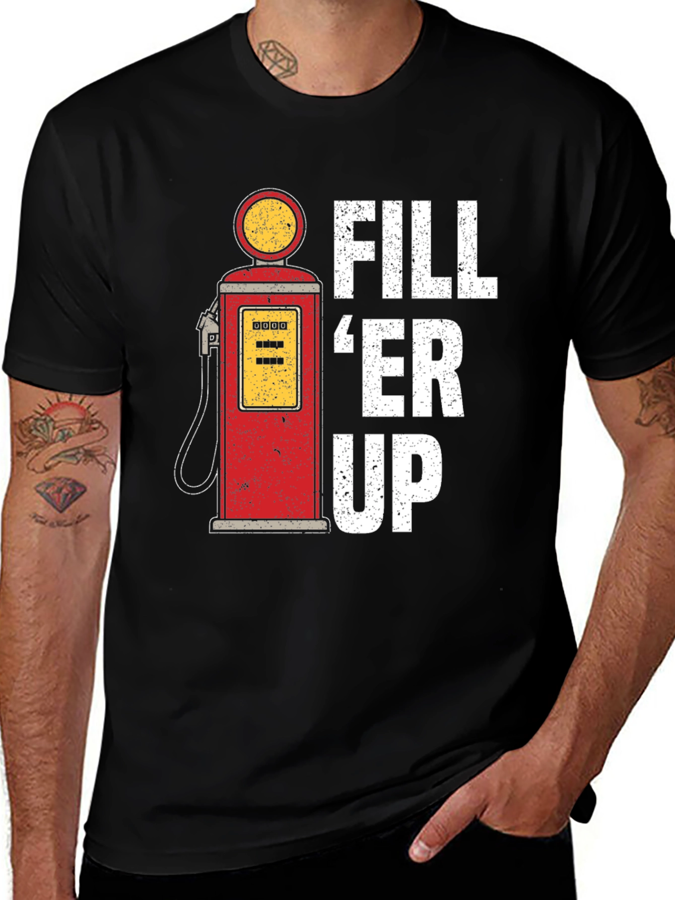 Variant 25 of Vintage Gas Pump T-Shirt - "Fill 'Er Up!" Black Cotton Tee