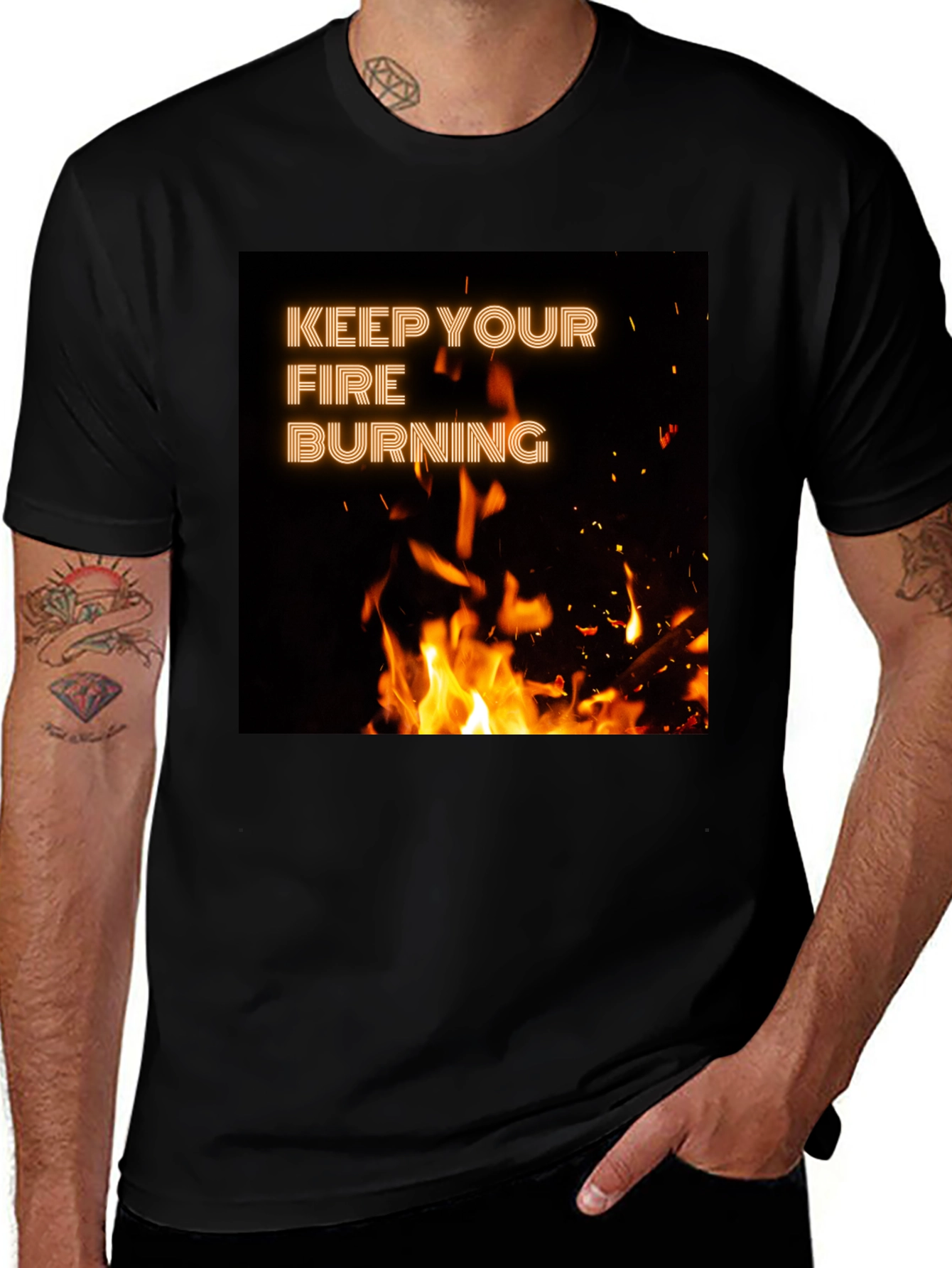 Keep Your Fire Burning Black T-Shirt