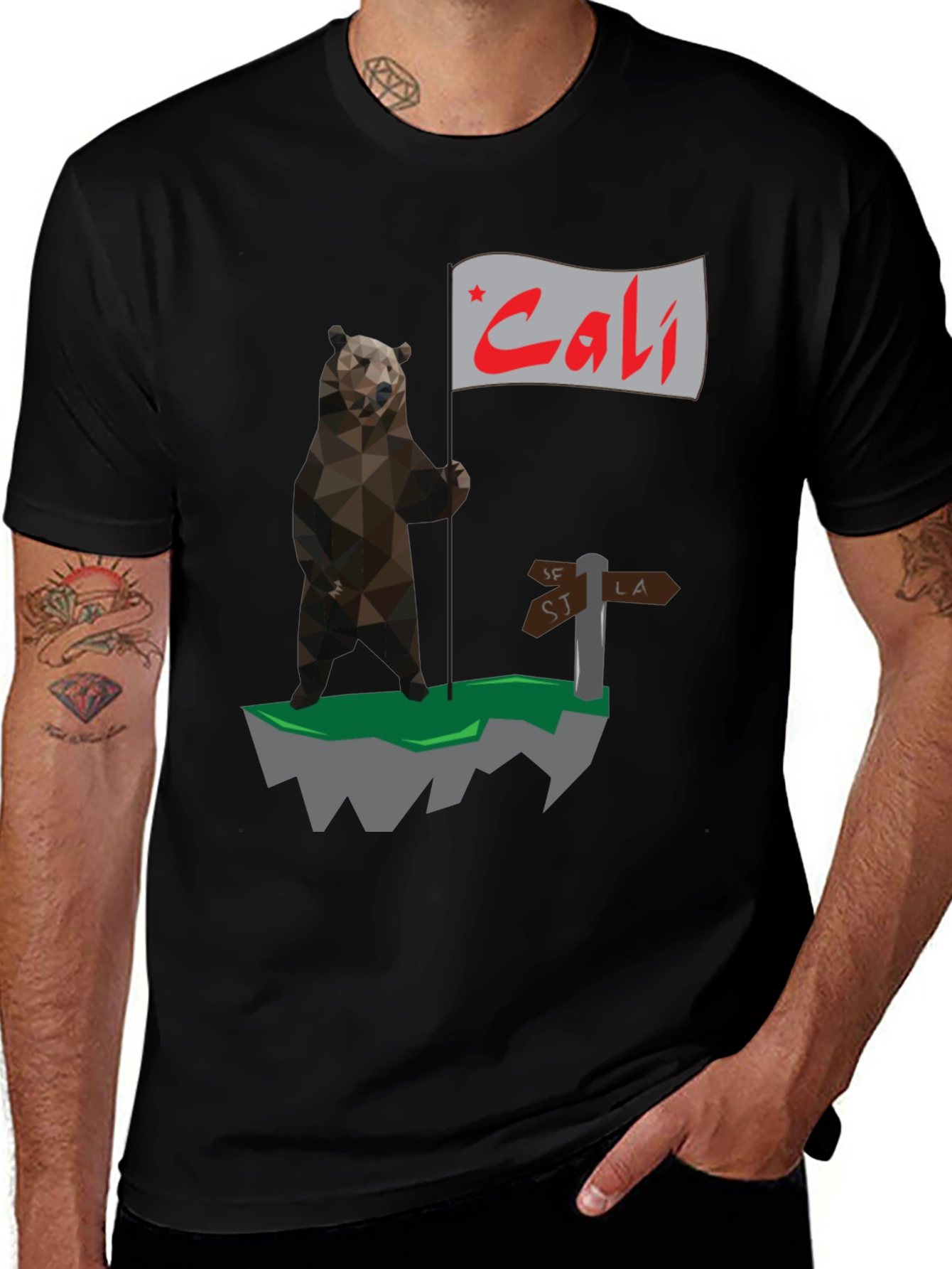 California Bear Flag Graphic T-Shirt - Cali Bear
