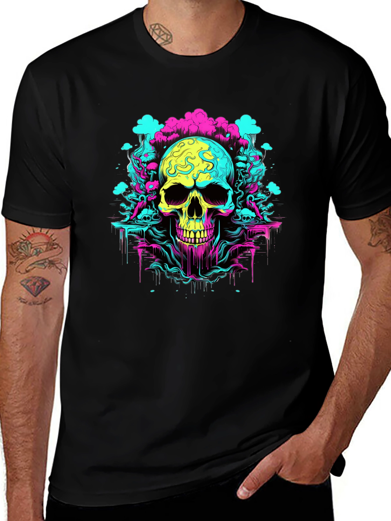 Variant 14 of Neon Skull Graphic T-Shirt