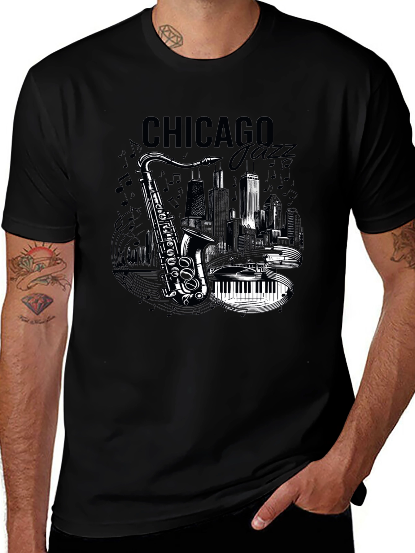 Variant 20 of Chicago Jazz Saxophone T-Shirt