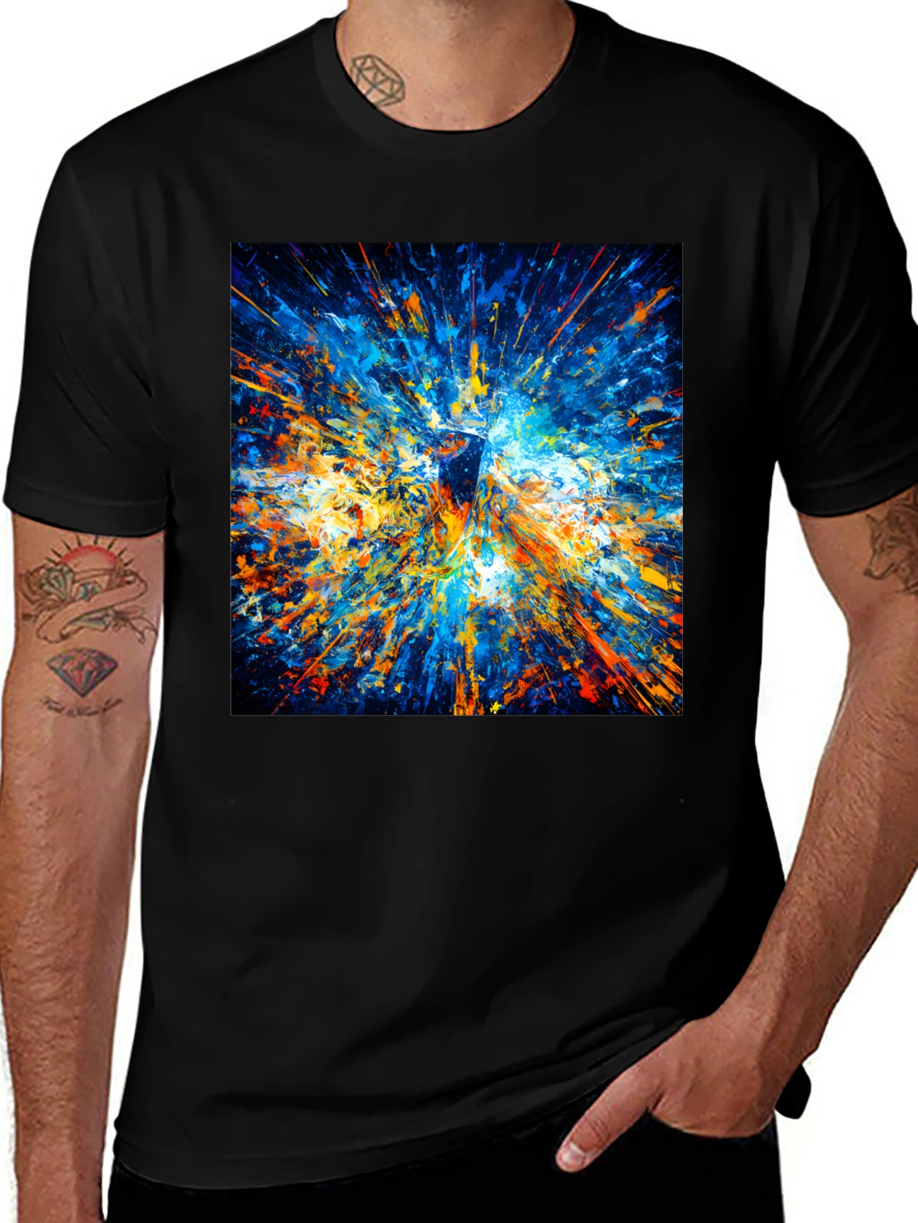 Variant 15 of Abstract Explosion Art Men's Black T-Shirt