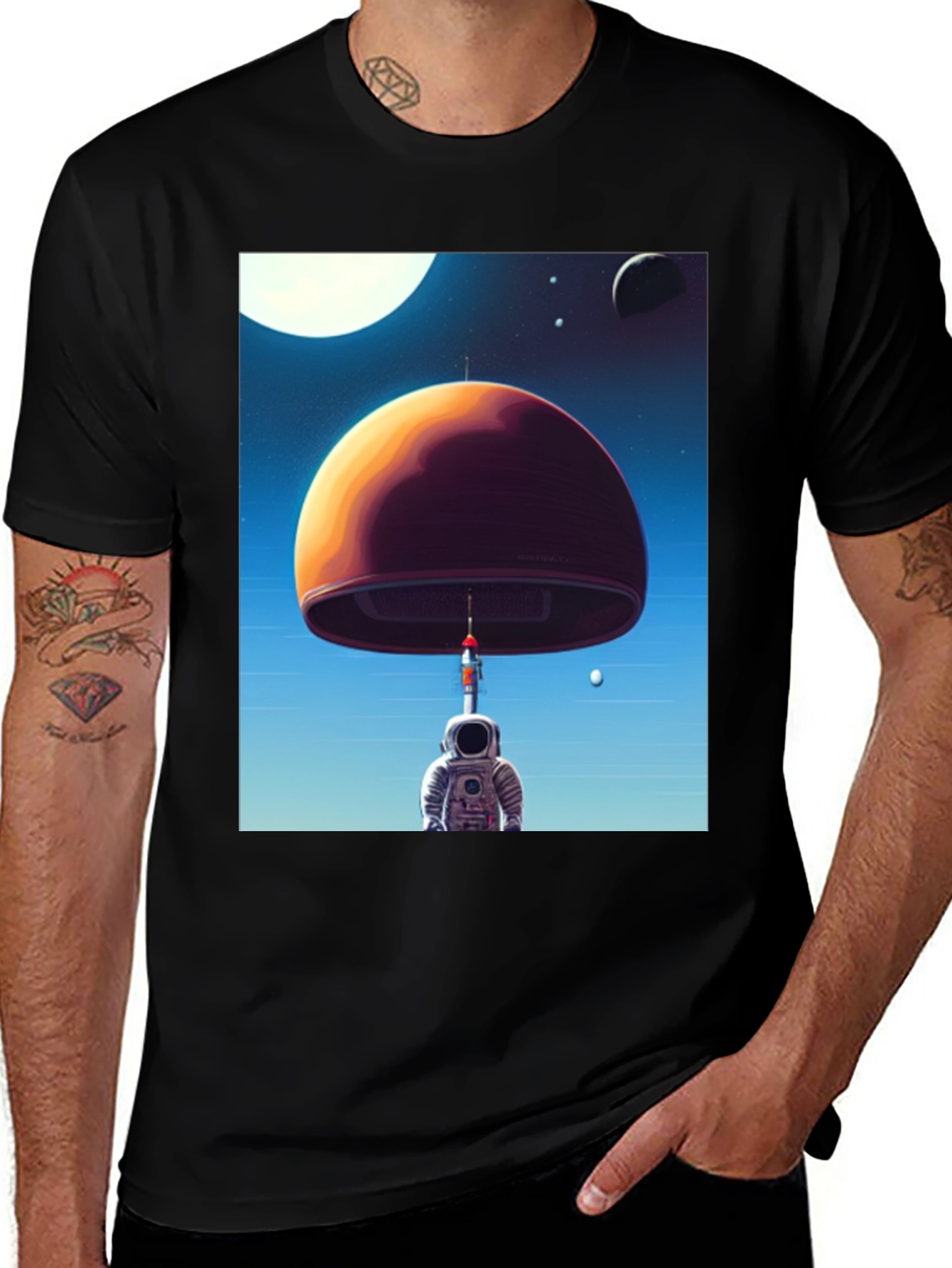 Variant 17 of Astronaut & Planet T-Shirt - Space Adventure Tee