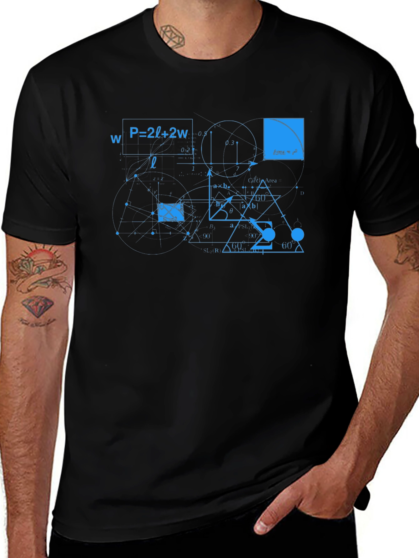 Variant 16 of Math Formula Graphic Print Black T-Shirt