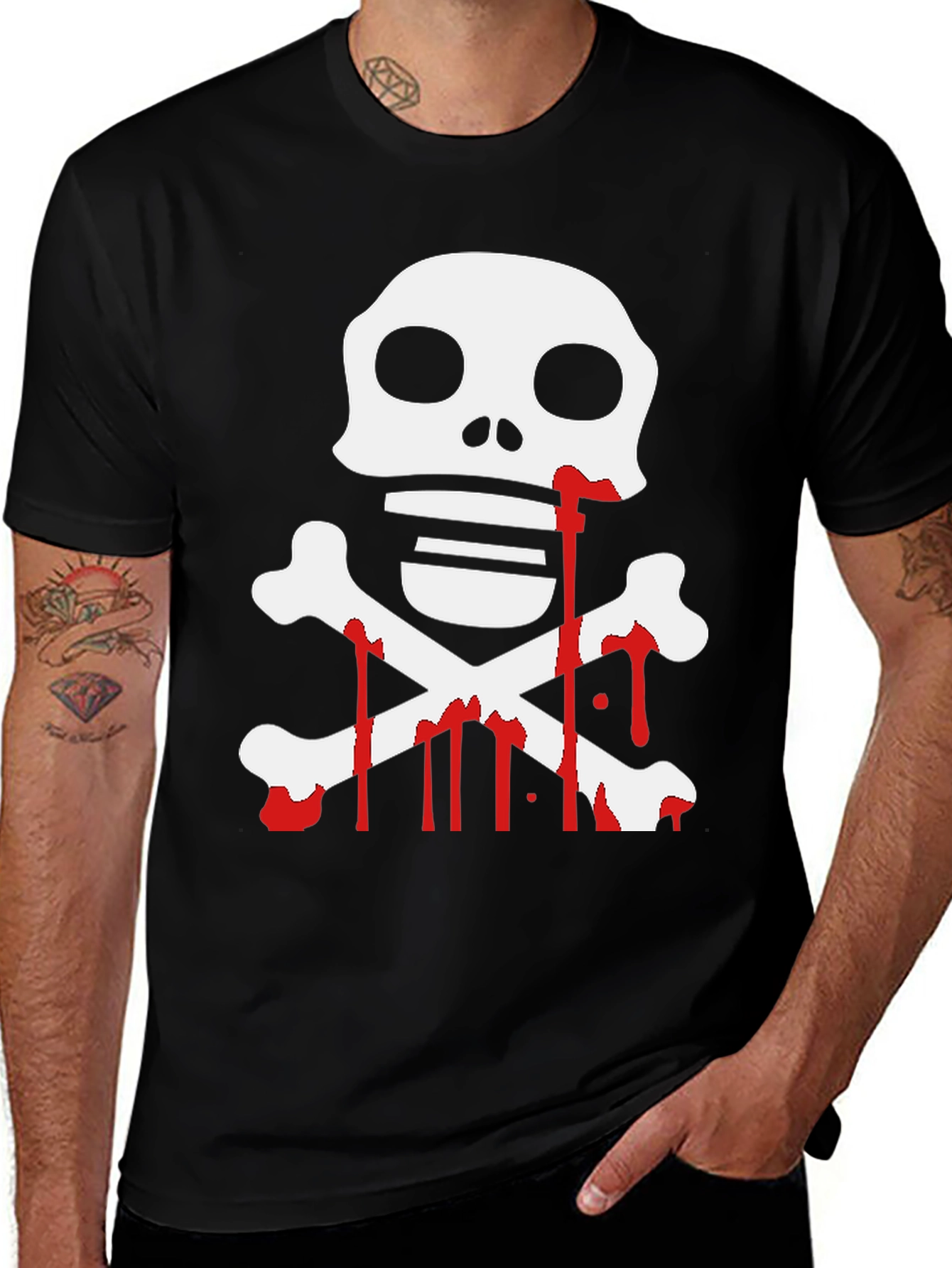 Variant 7 of Skull & Crossbones Graphic Tee - Black