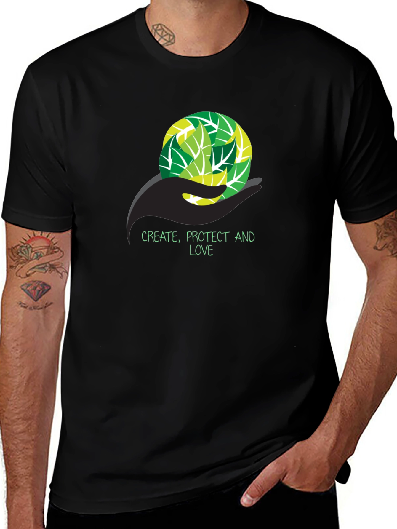 Variant 2 of Eco-Friendly T-Shirt - Create, Protect, Love Design