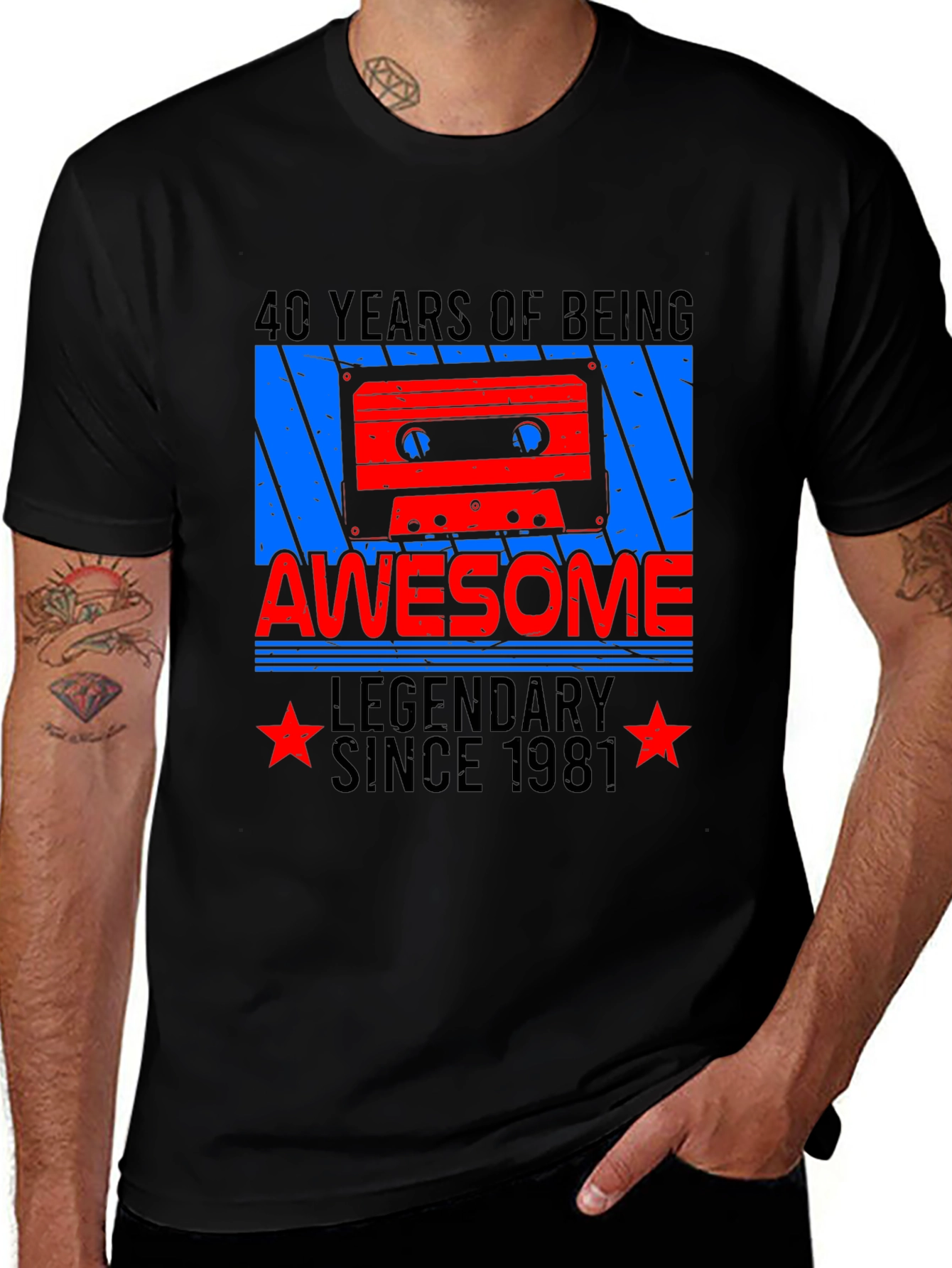 Variant 26 of 40th Birthday 1981 Awesome Retro Cassette T-Shirt