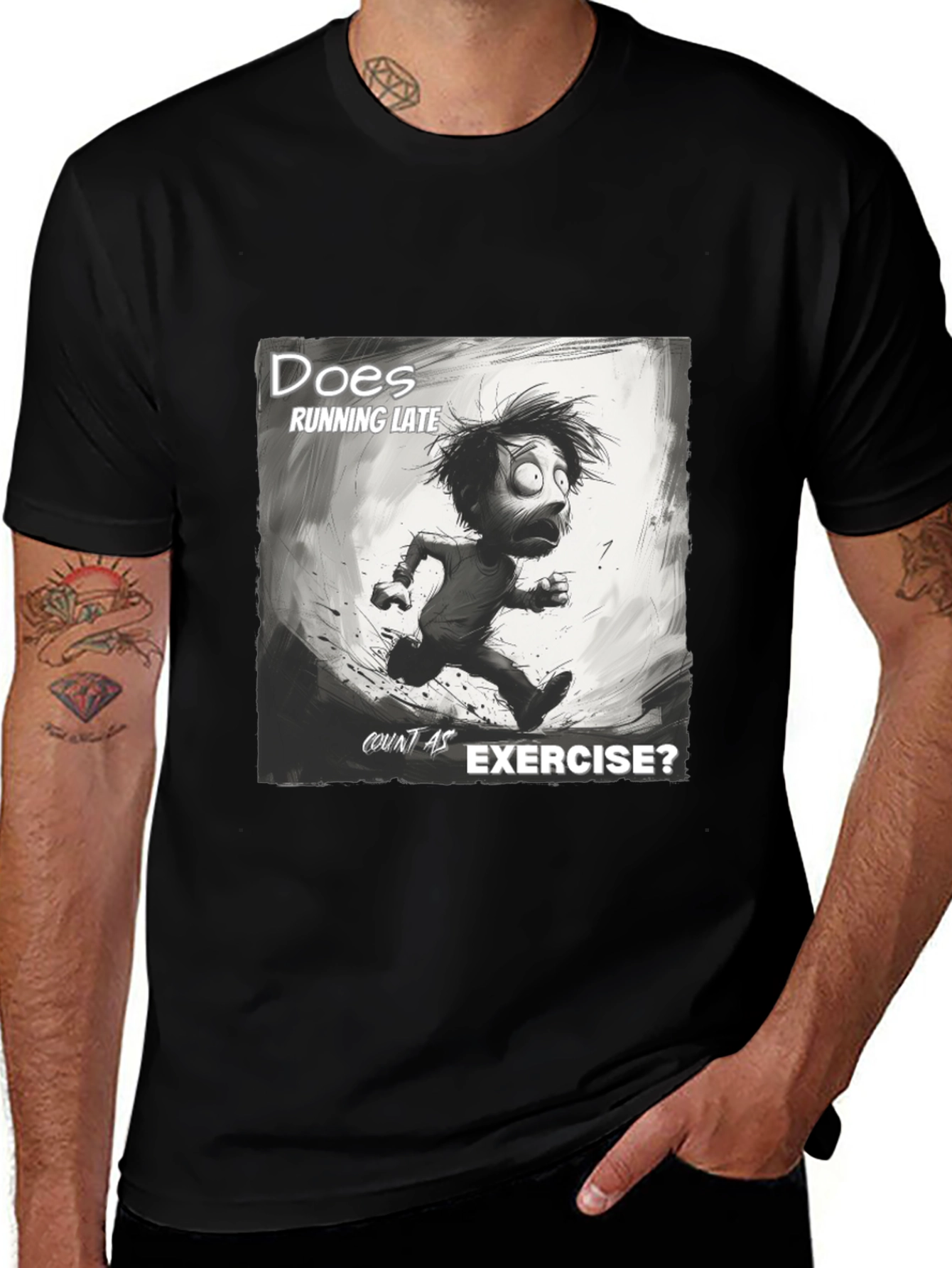 Variant 13 of Funny Running Late Exercise Graphic T-Shirt