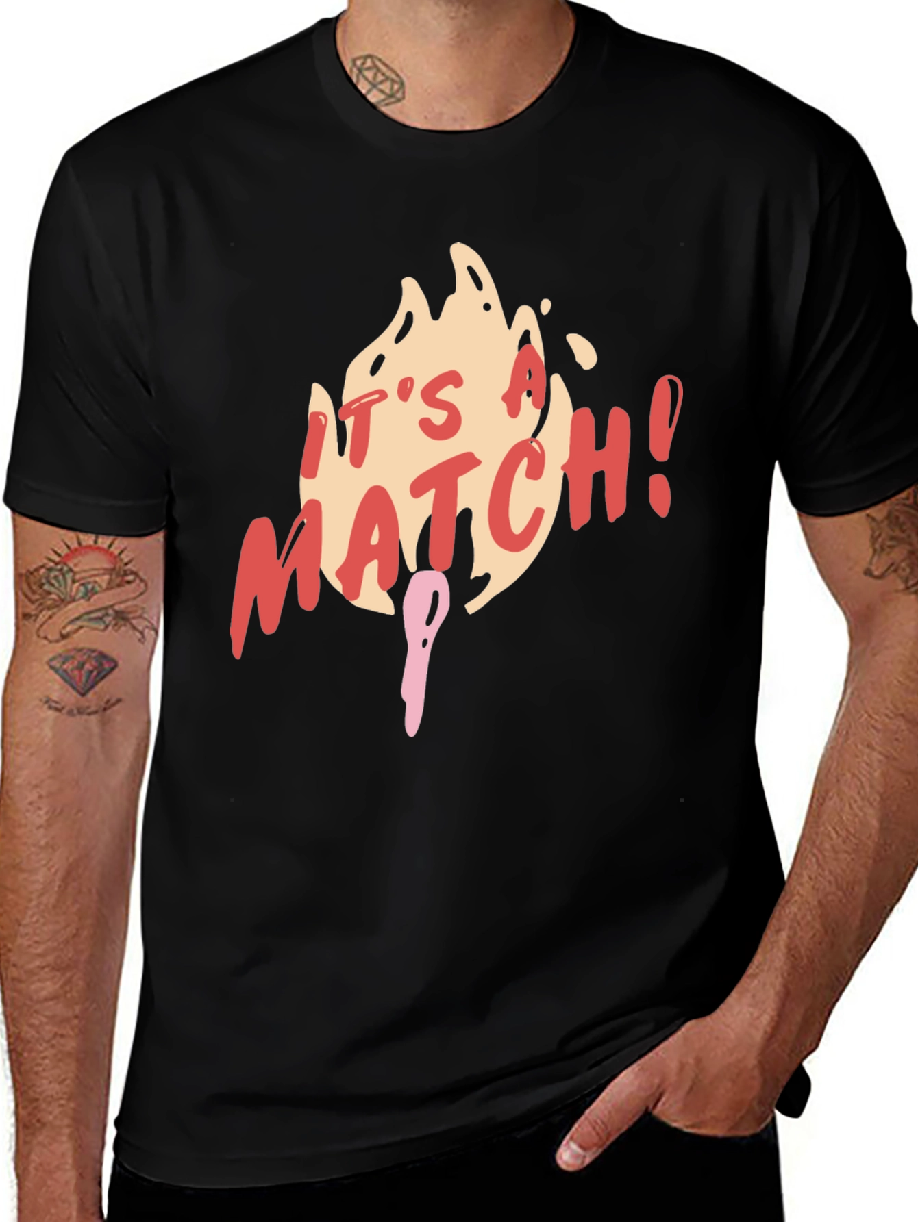Variant 18 of It's a Match Graphic Tee - Black Casual T-Shirt
