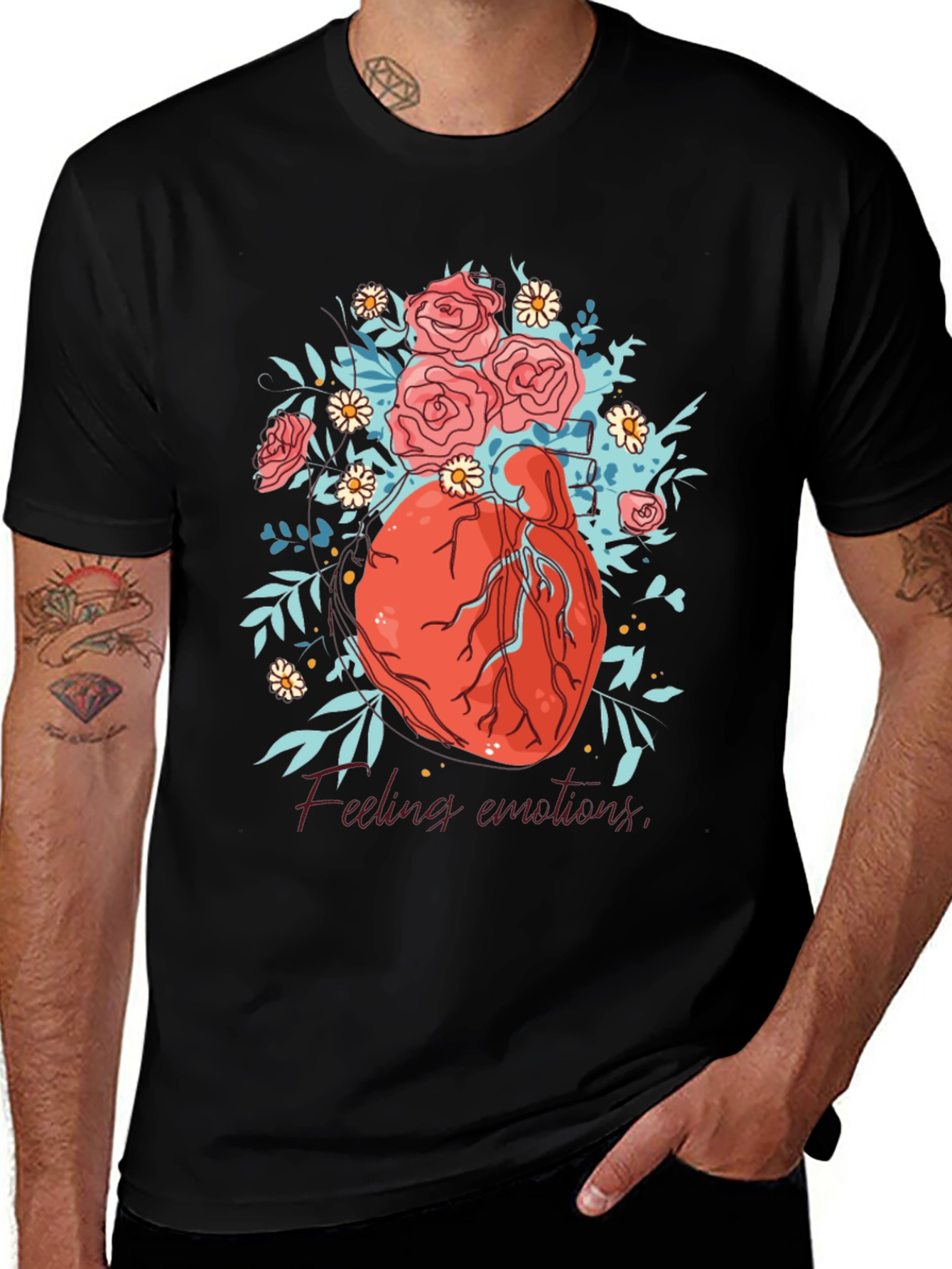 Variant 14 of Floral Heart Graphic Tee - Express Your Emotions!