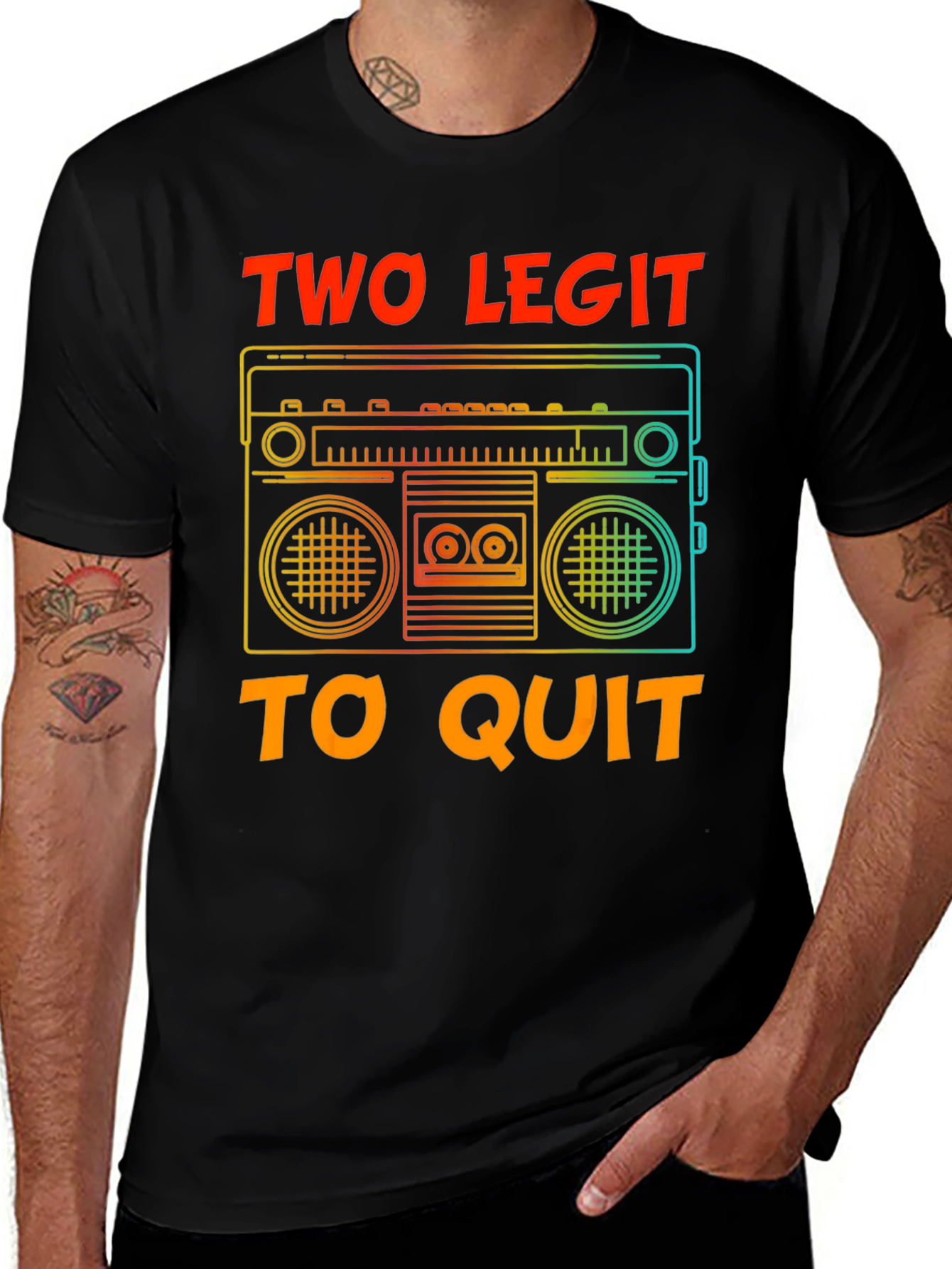 Variant 8 of Retro Boombox T-Shirt - Two Legit To Quit Graphic Tee