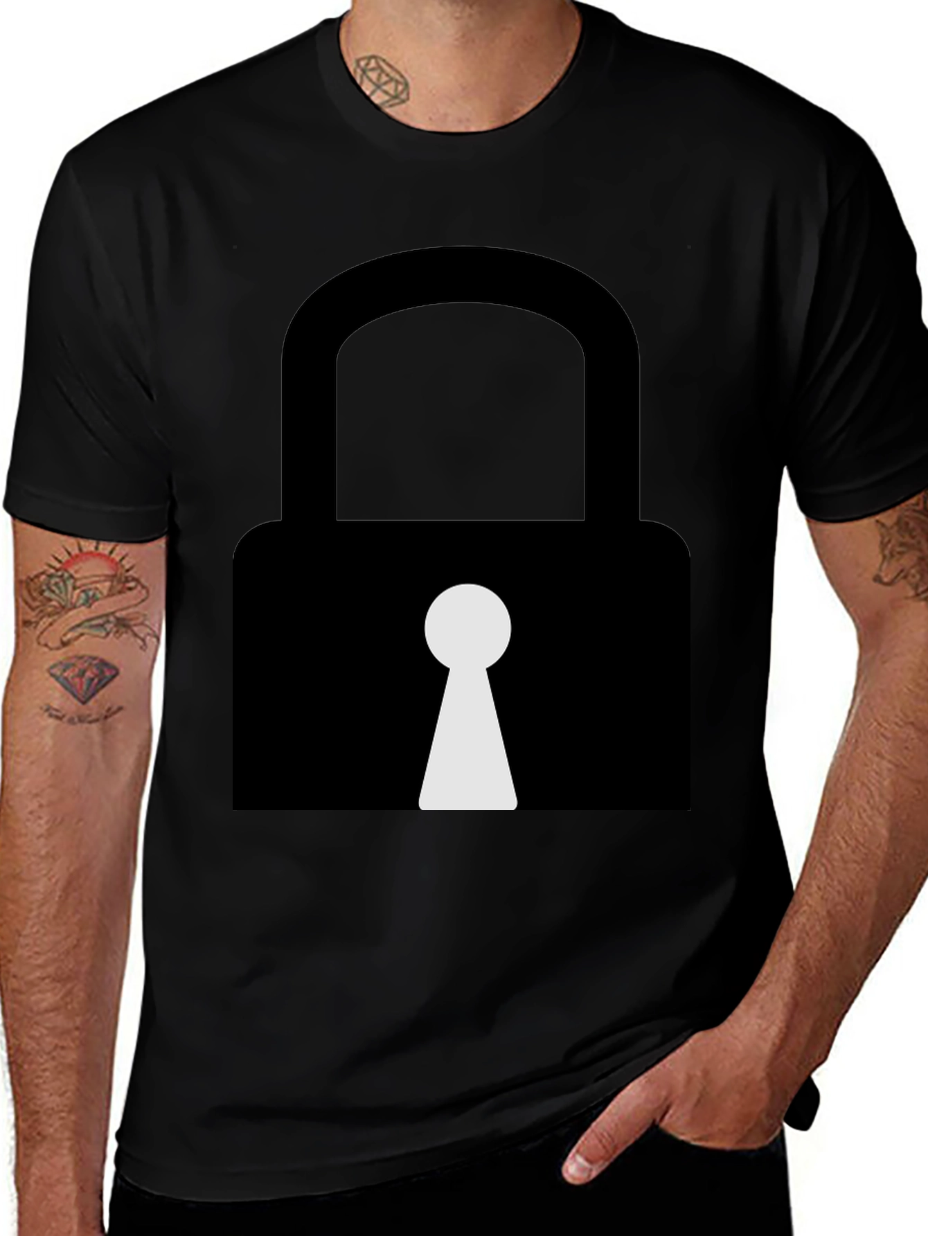 Variant 12 of Lock T-Shirt - Black Graphic Tee