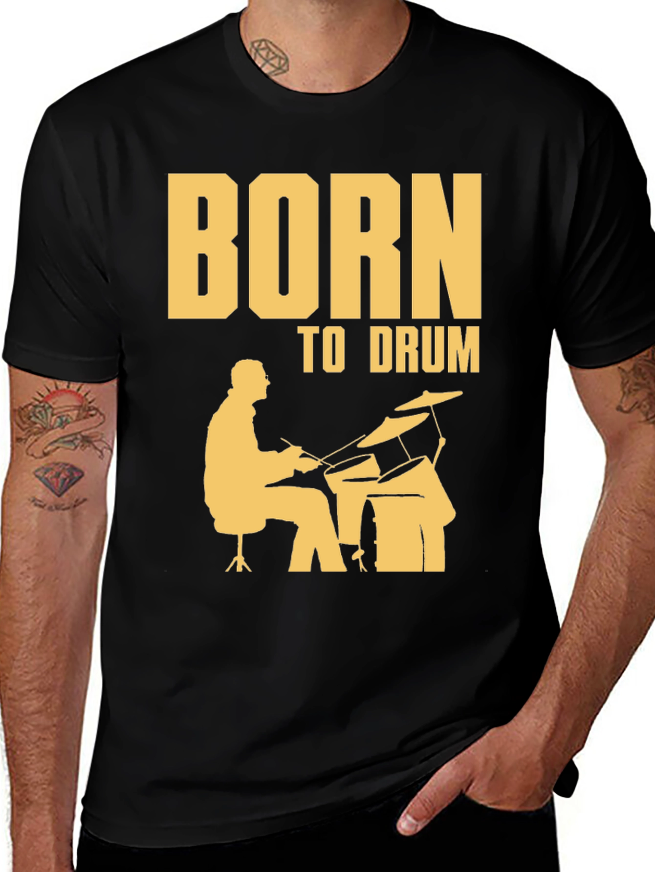 Variant 13 of Born to Drum Black Graphic T-Shirt