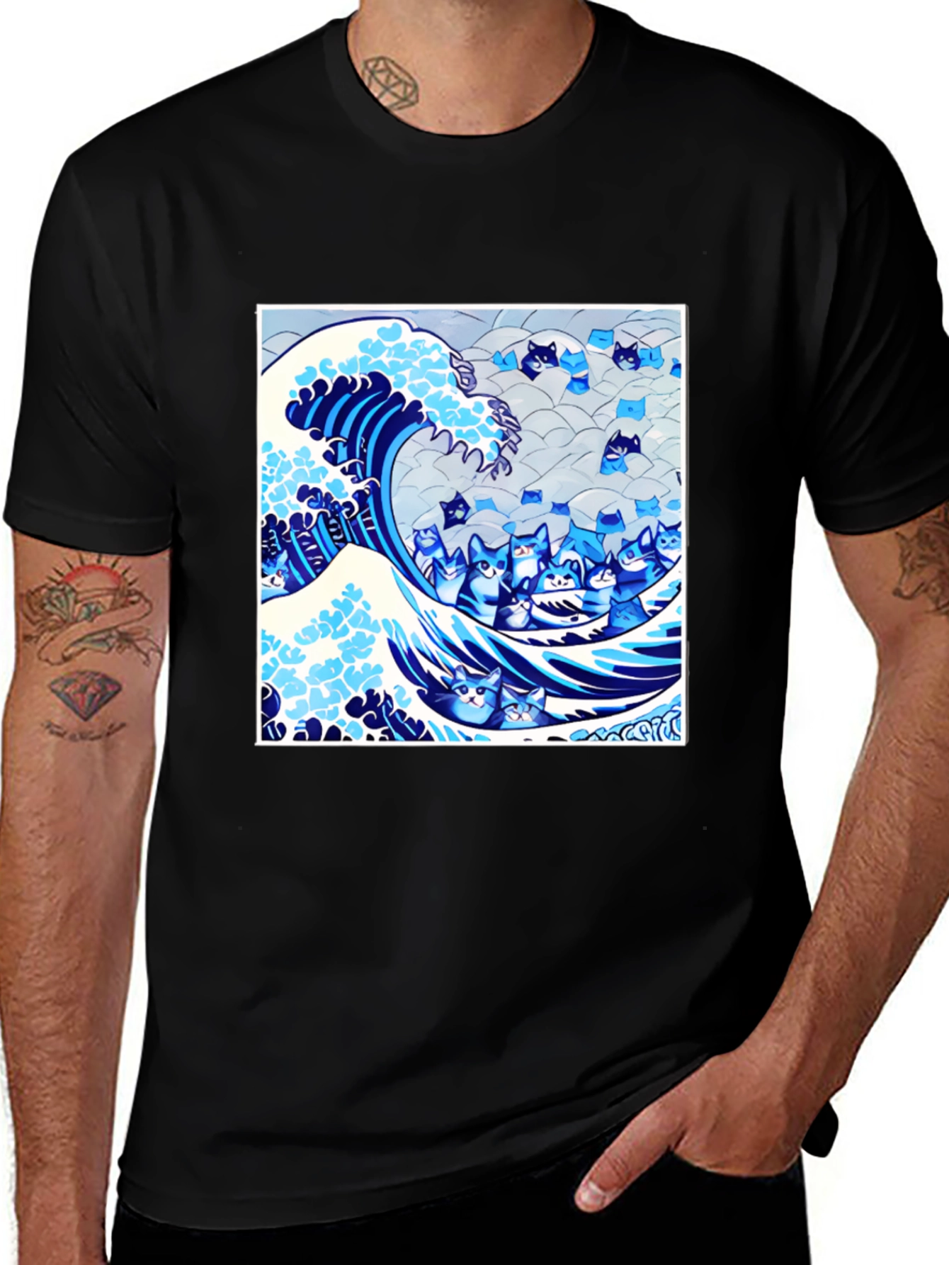 Variant 26 of Cat Wave Graphic Tee - Unique Art T-Shirt