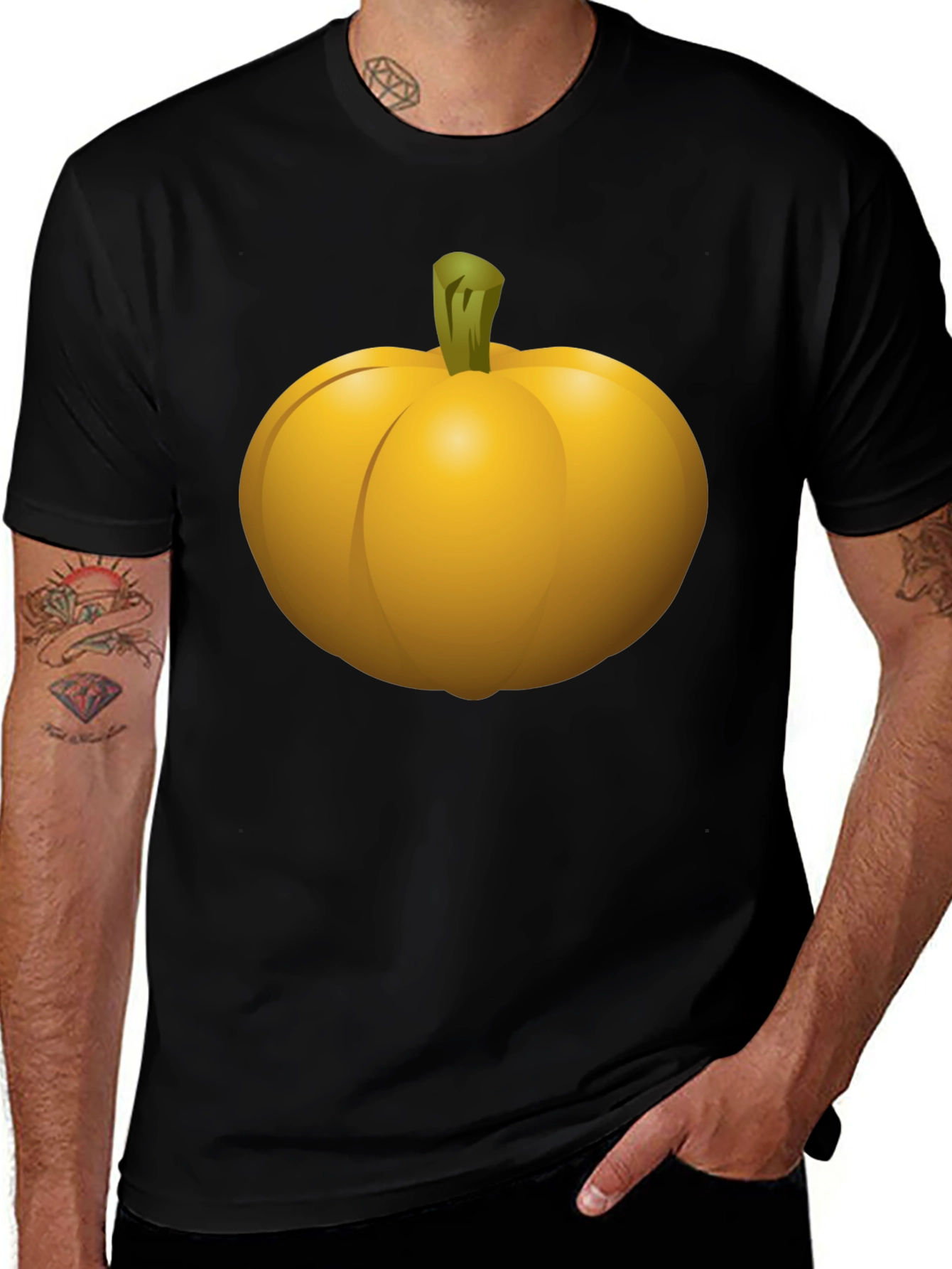 Variant 13 of Pumpkin Graphic Black T-Shirt - Halloween Ready!