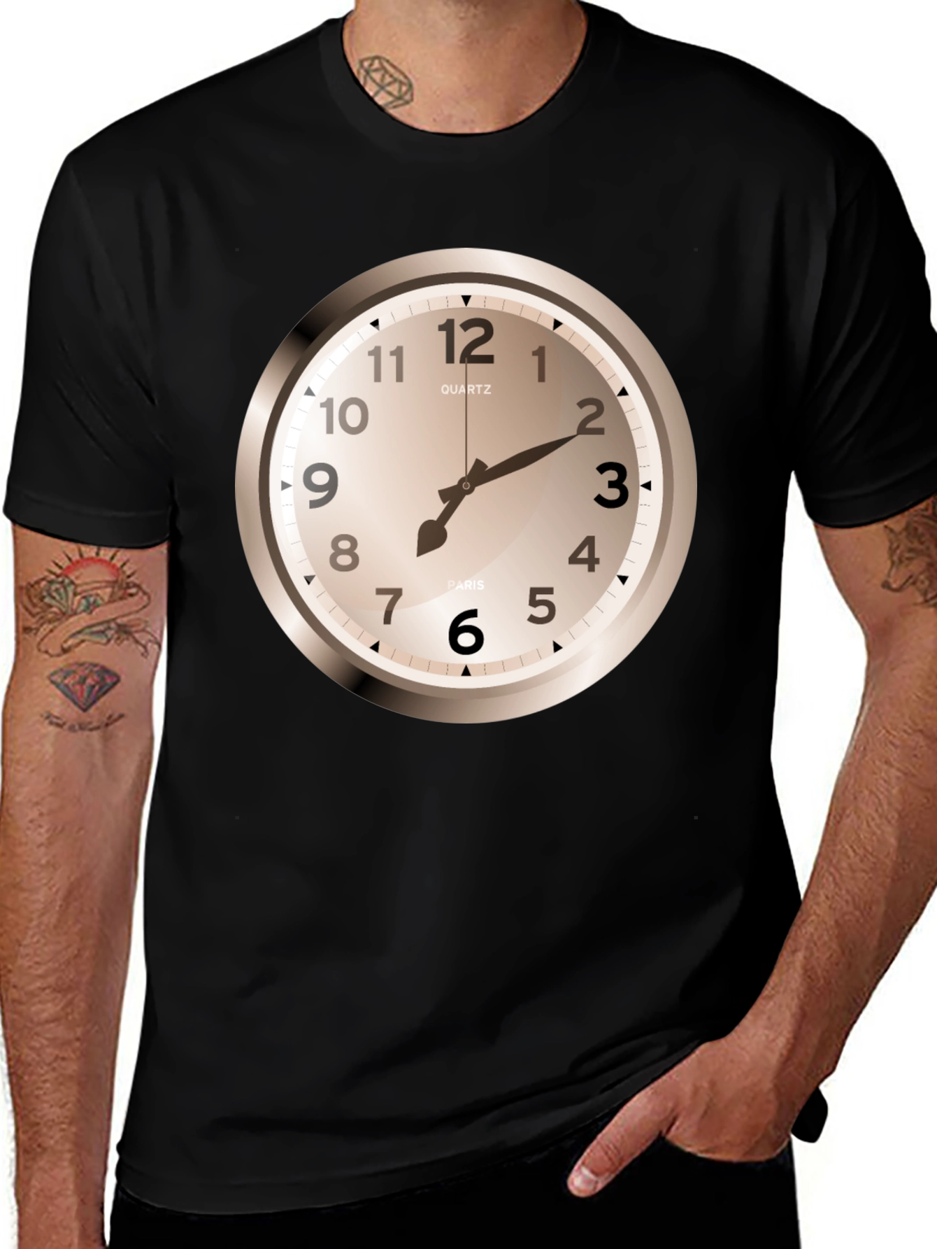 Variant 24 of Classic Clock Graphic Tee - Stylish Timepiece Design