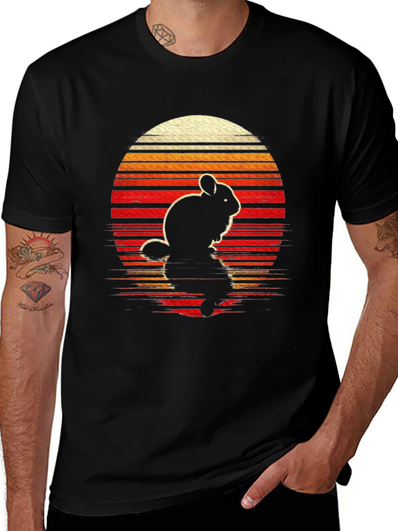 Variant 17 of Retro Chinchilla Sunset Graphic Tee