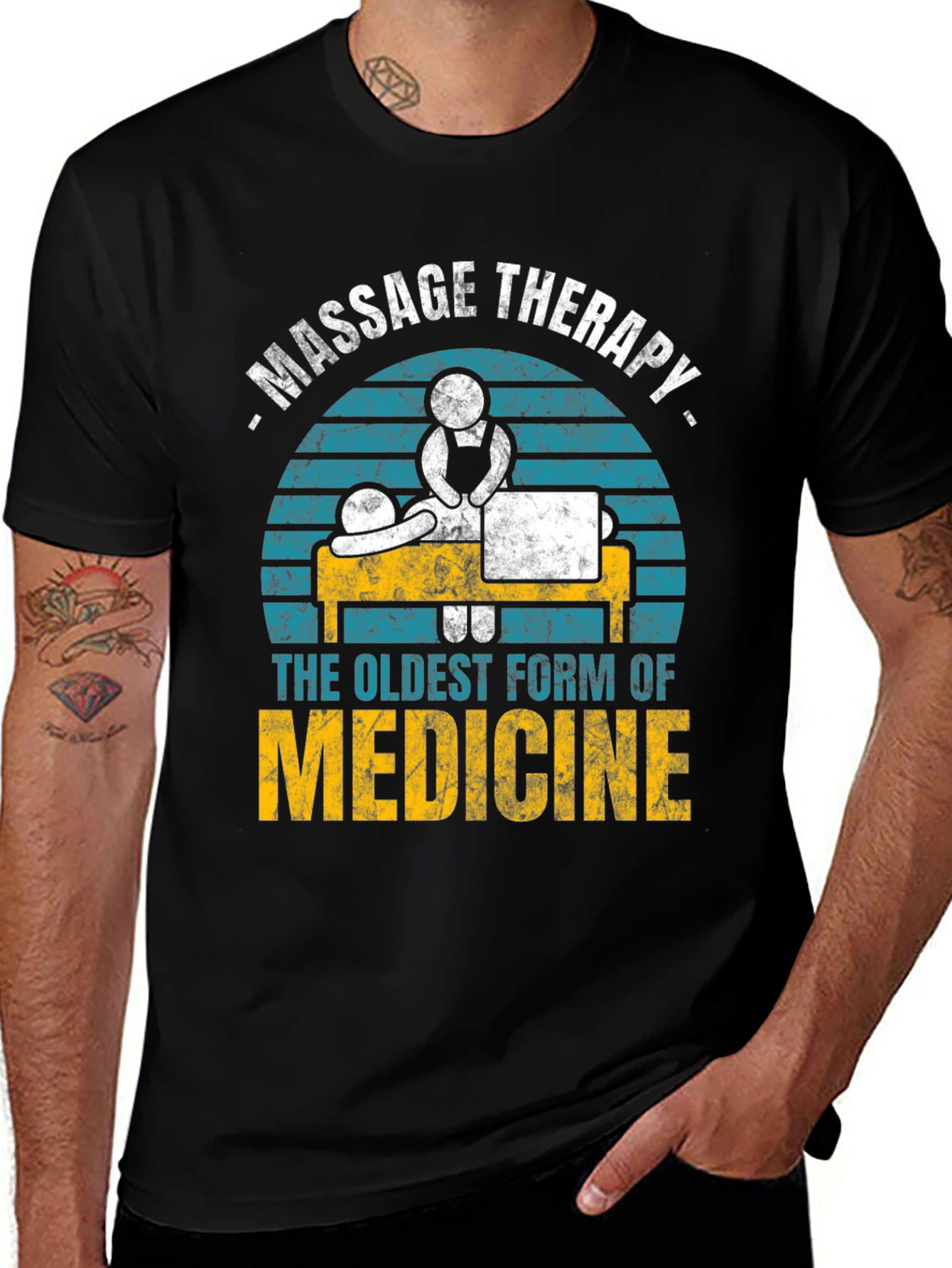 Variant 21 of Massage Therapy T-Shirt - Oldest Form of Medicine