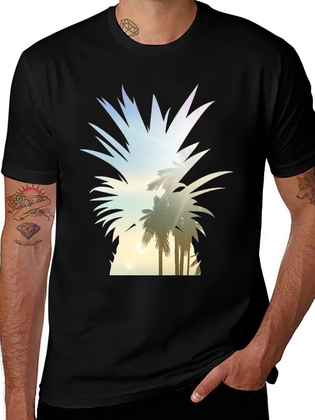 Variant 12 of Tropical Pineapple Graphic Tee - Black T-Shirt