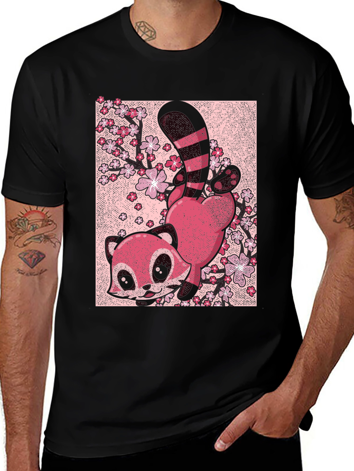Variant 30 of Cute Red Panda & Cherry Blossoms Graphic Tee