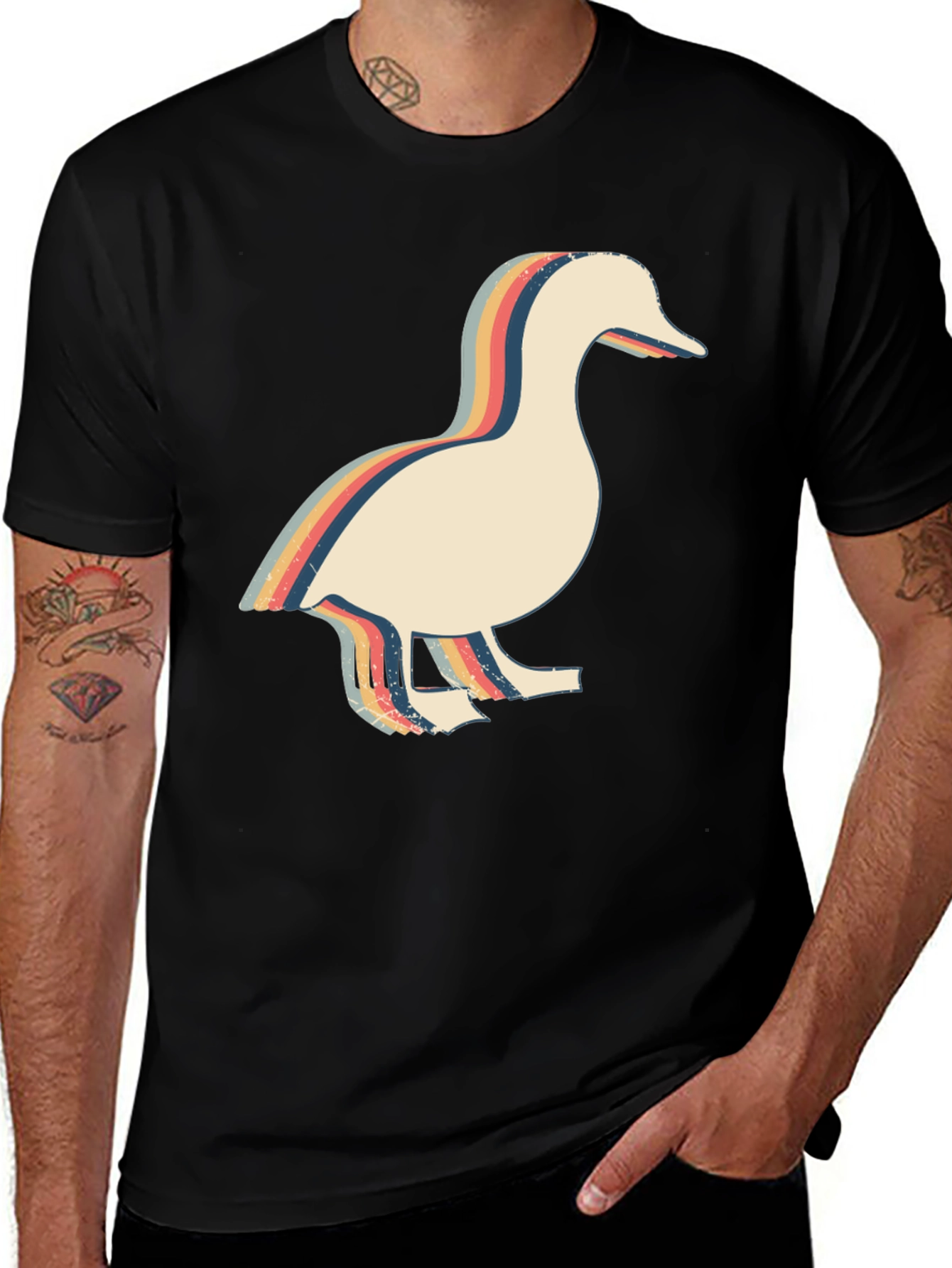Variant 4 of Retro Duck Graphic Tee - Black Cotton T-Shirt