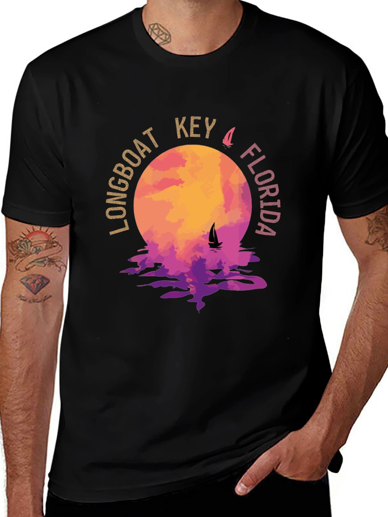 Longboat Key Florida T-Shirt - Sunset Sailboat Design