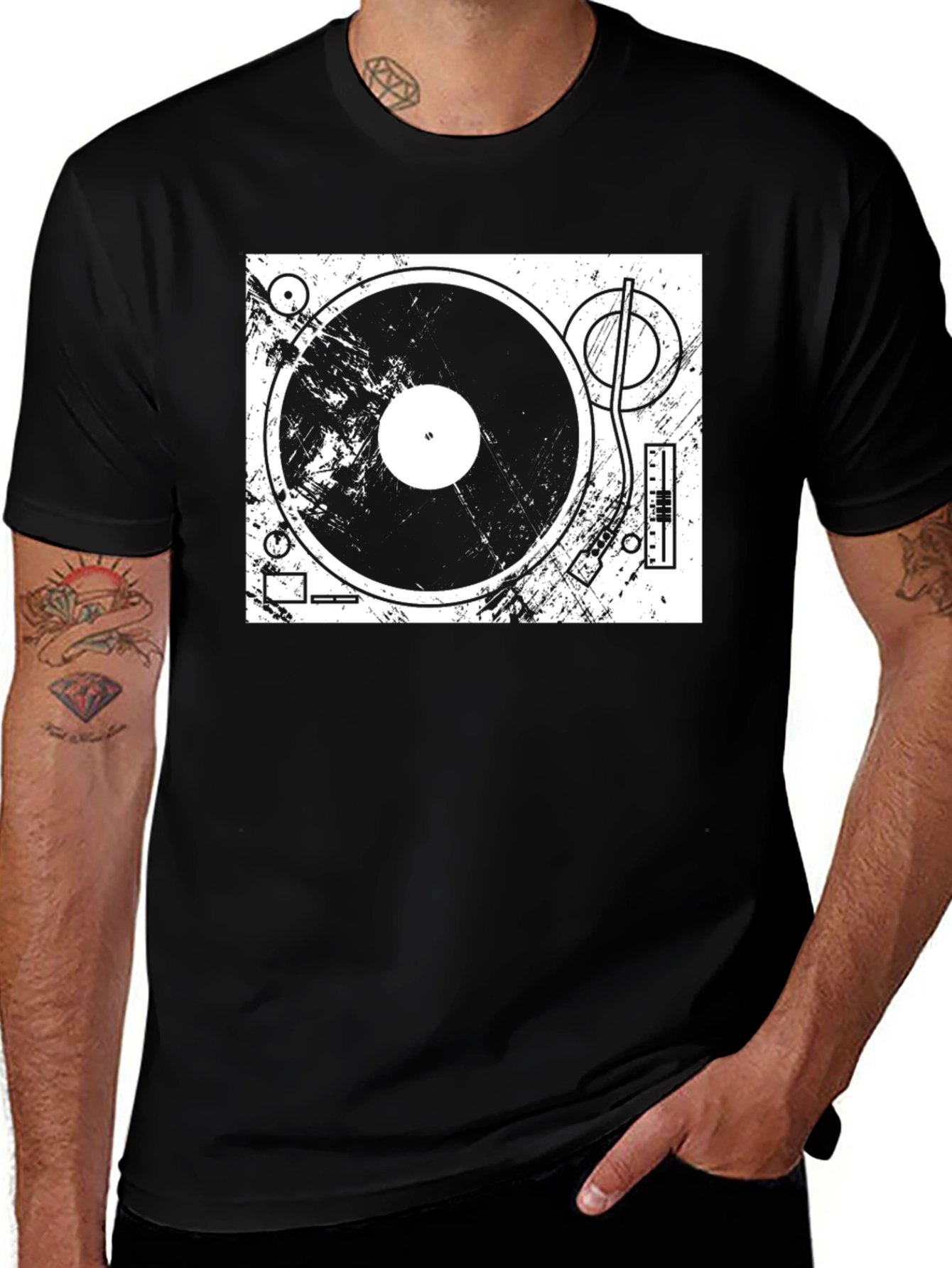 Variant 12 of Vintage DJ Turntable Graphic Tee - Black