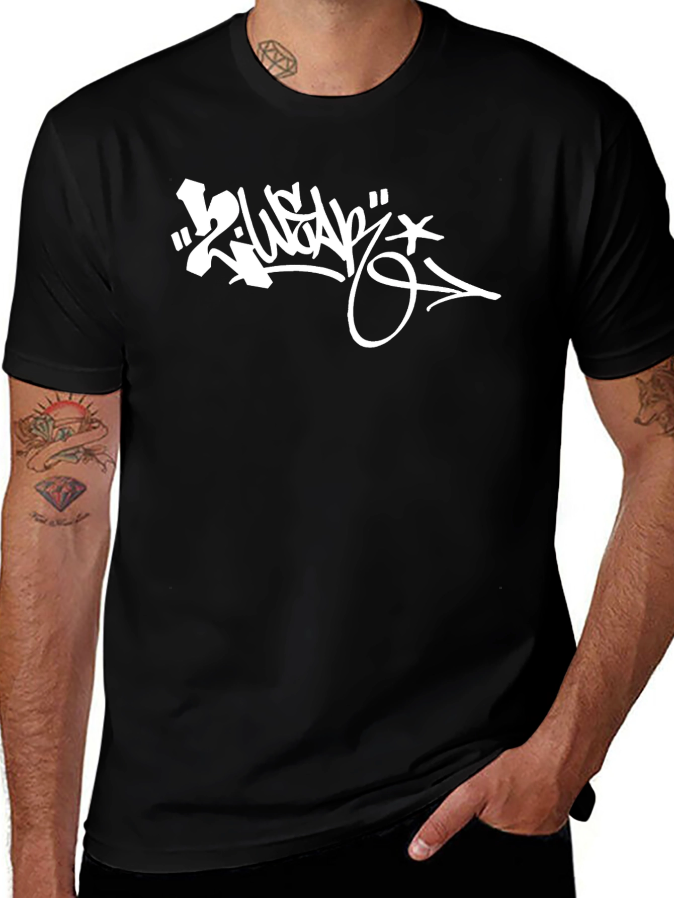 Variant 15 of Graffiti Graphic Tee - Black Cotton Blend Streetwear T-Shirt