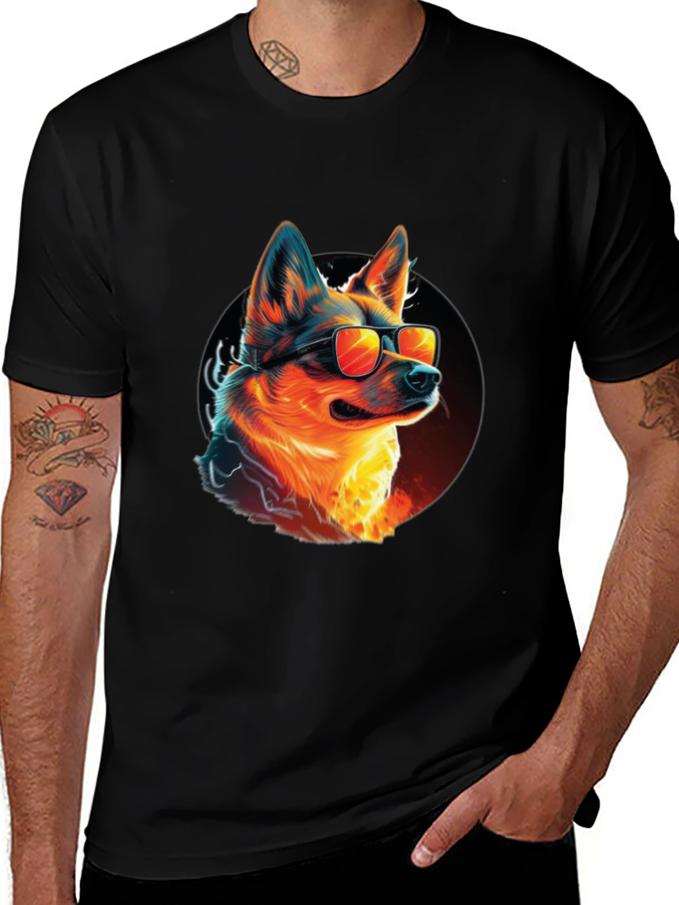 Variant 16 of Cool Dog Graphic Tee - Men's Black T-Shirt