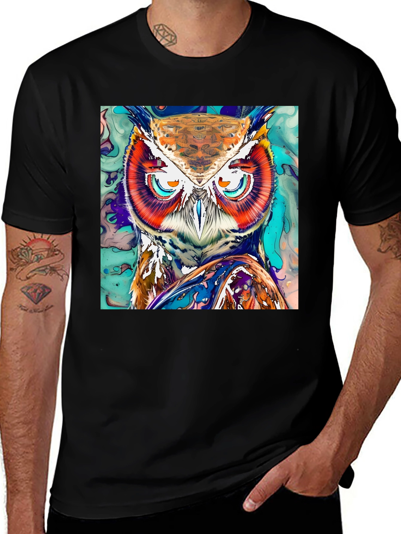 Variant 25 of Artistic Owl Graphic Print T-Shirt