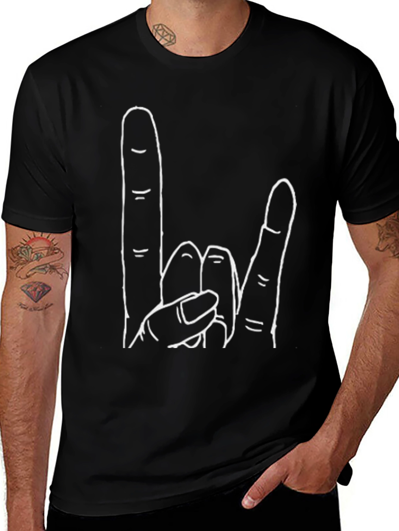 Variant 4 of Rock On! Graphic Tee - Black Crew Neck T-Shirt
