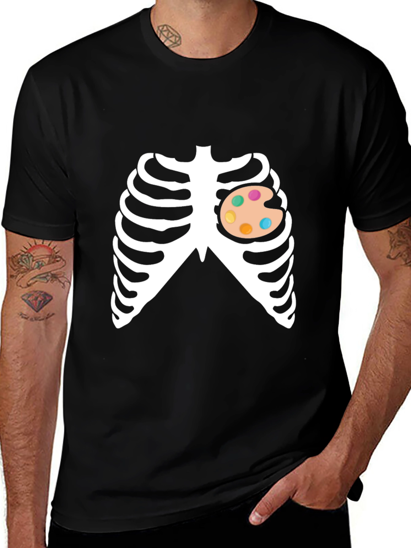 Variant 23 of Artist Skeleton Ribcage Halloween Costume T-Shirt