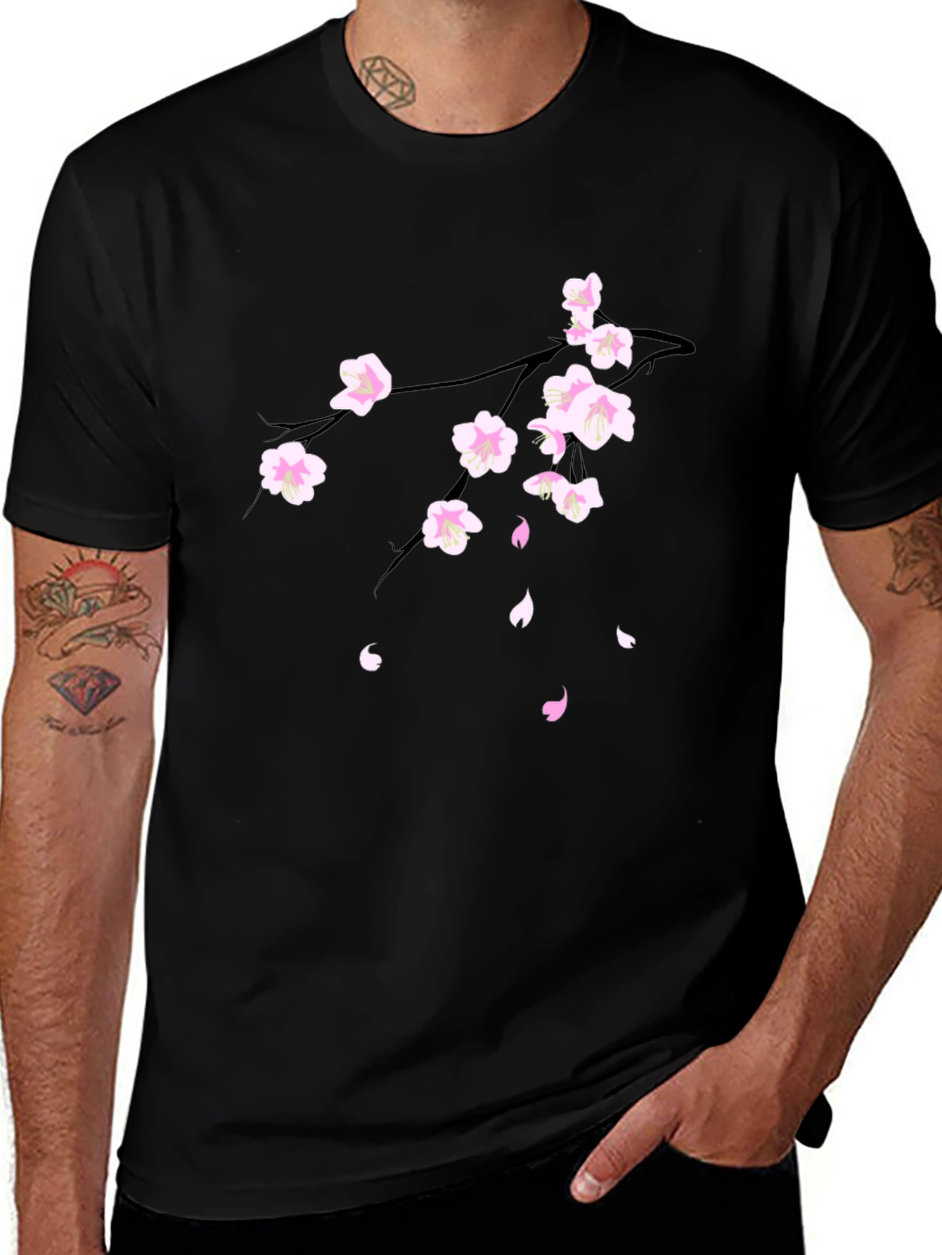 Variant 10 of Cherry Blossom Graphic Black T-Shirt