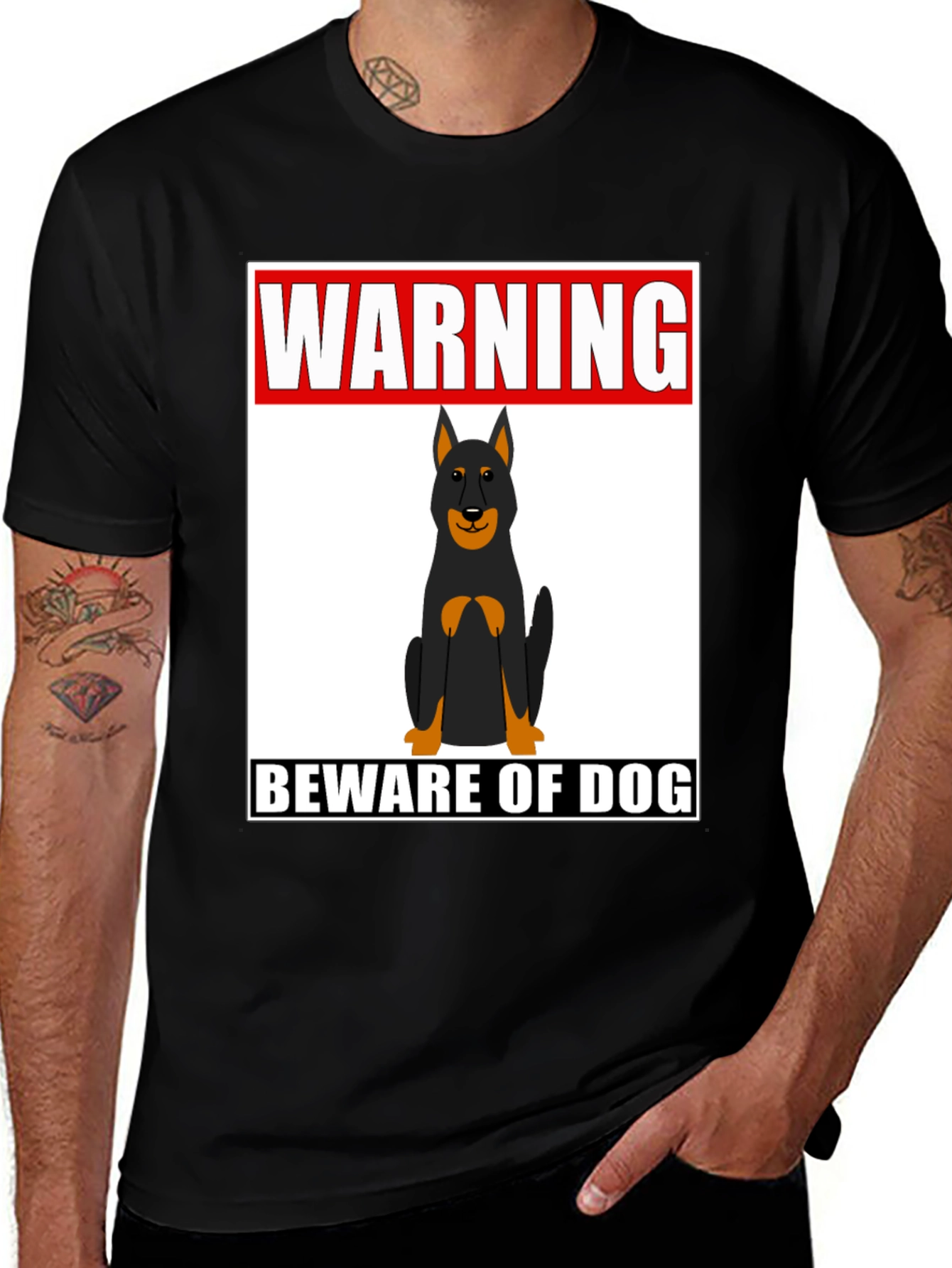 Variant 17 of Warning Beware of Dog T-Shirt - Graphic Tee