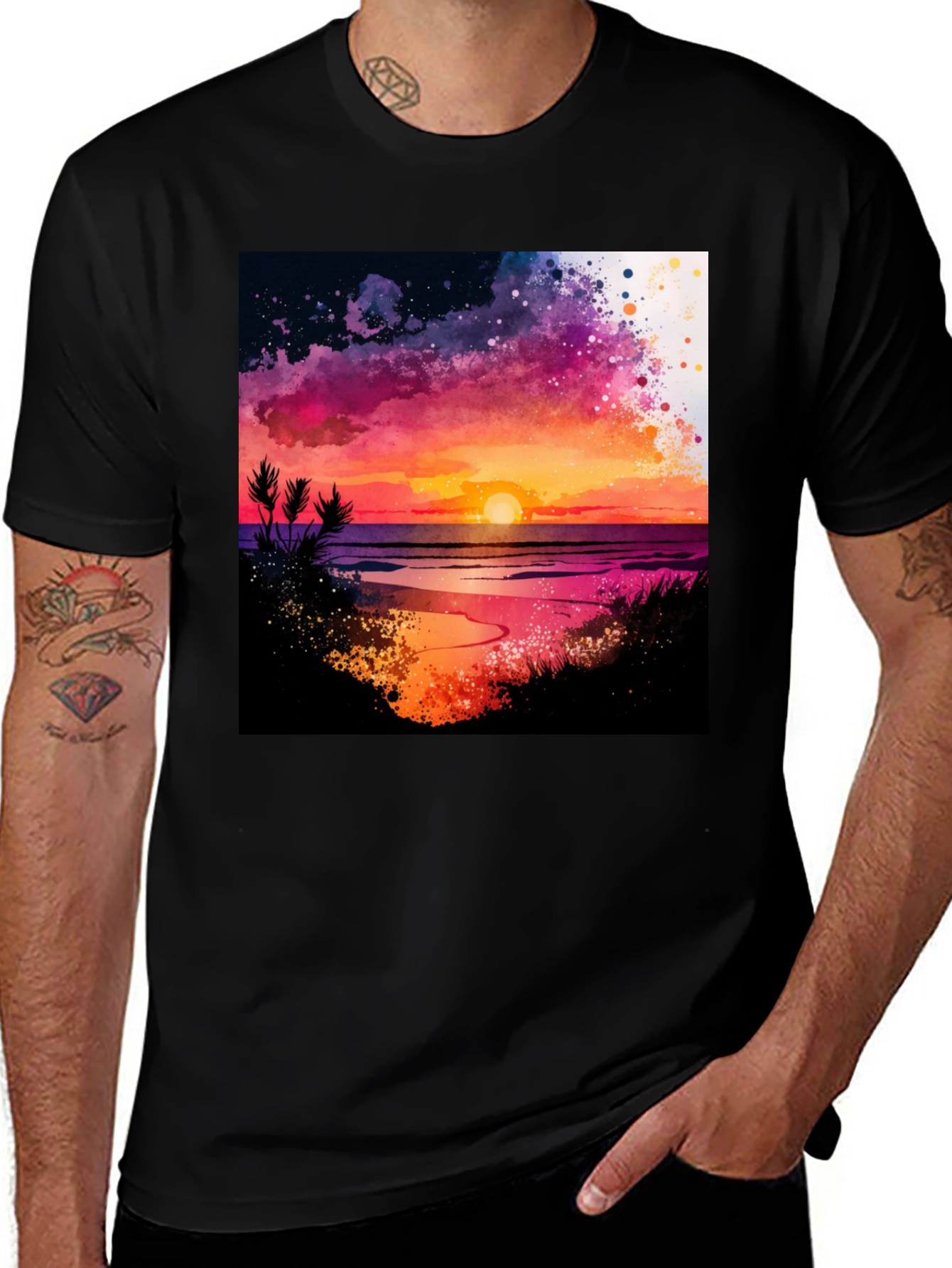 Variant 28 of Sunset Beach Watercolor Graphic Tee