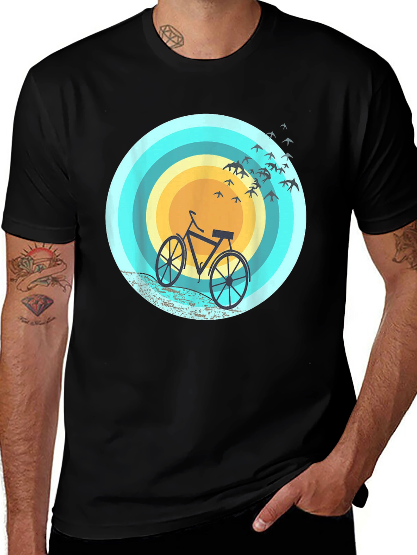 Variant 19 of Stylish Bicycle Graphic Tee - Black