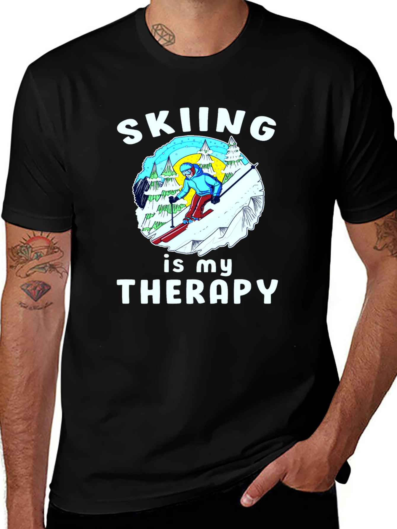 Variant 3 of Skiing is My Therapy T-Shirt | Winter Sports Apparel