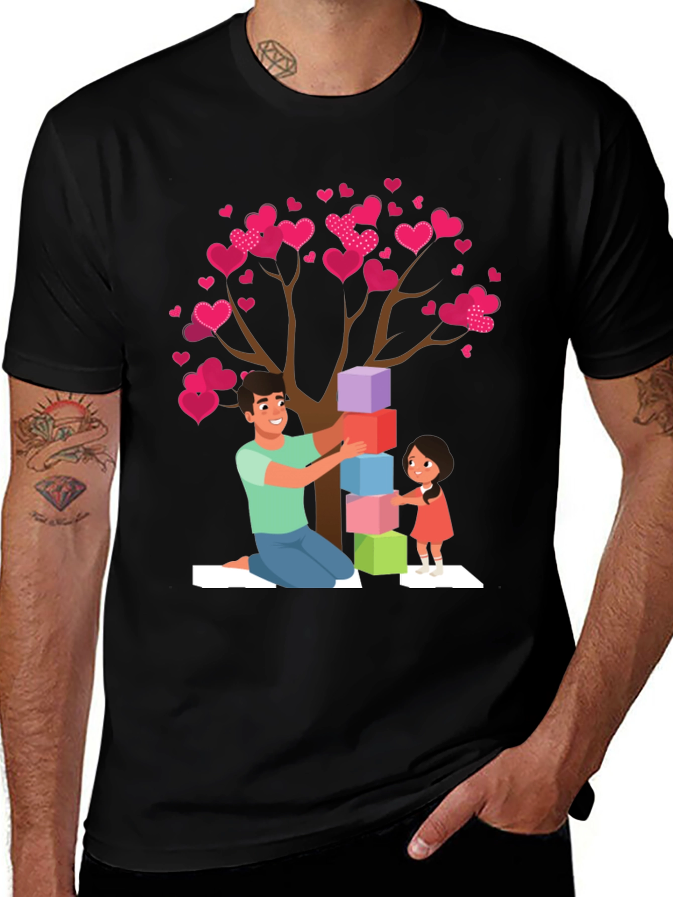 Variant 18 of Heart Tree Dad & Daughter Tee