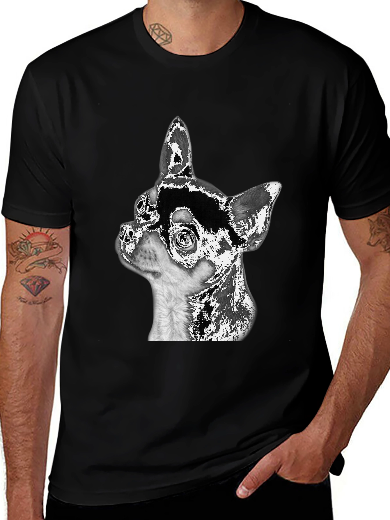 Variant 26 of Chihuahua Dog Graphic Black T-Shirt