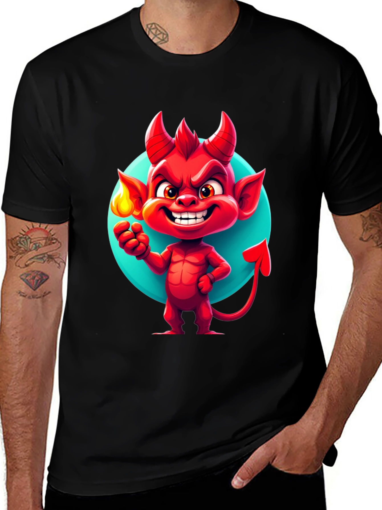 Variant 19 of Cartoon Devil Graphic Tee - Soft Cotton Blend