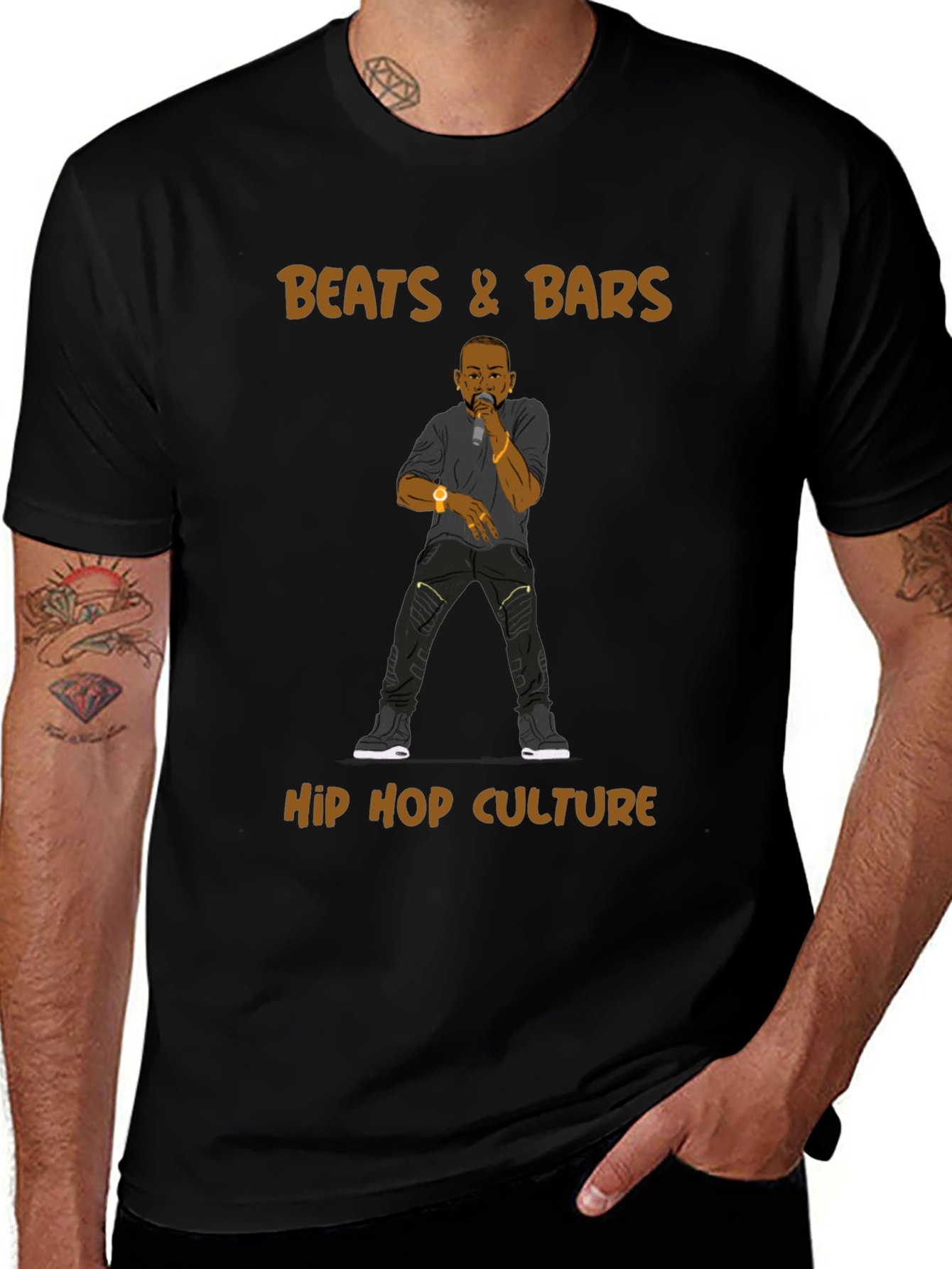 Beats & Bars Hip Hop Culture Black T-Shirt