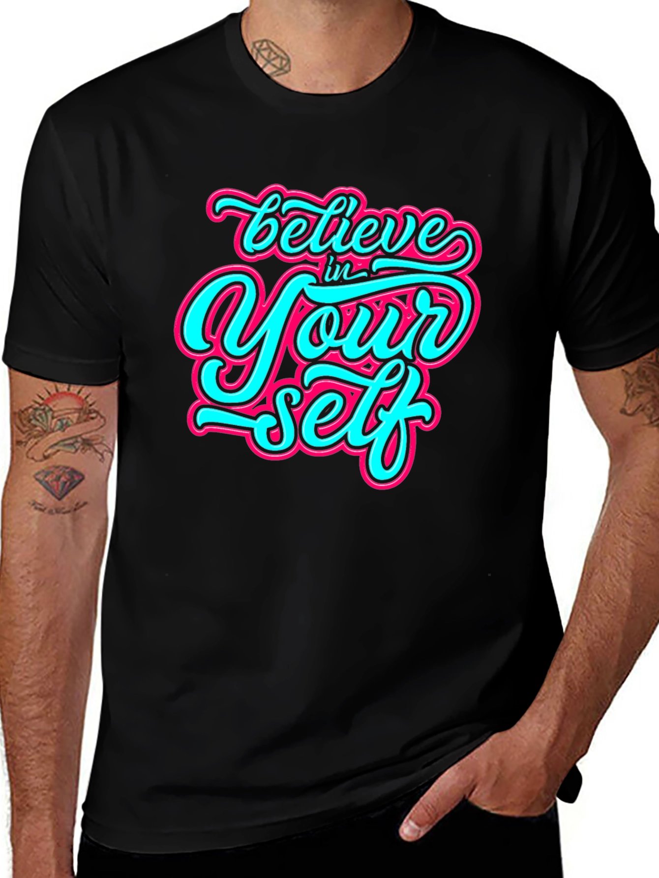 Variant 17 of Believe In Yourself Graphic Tee - Black