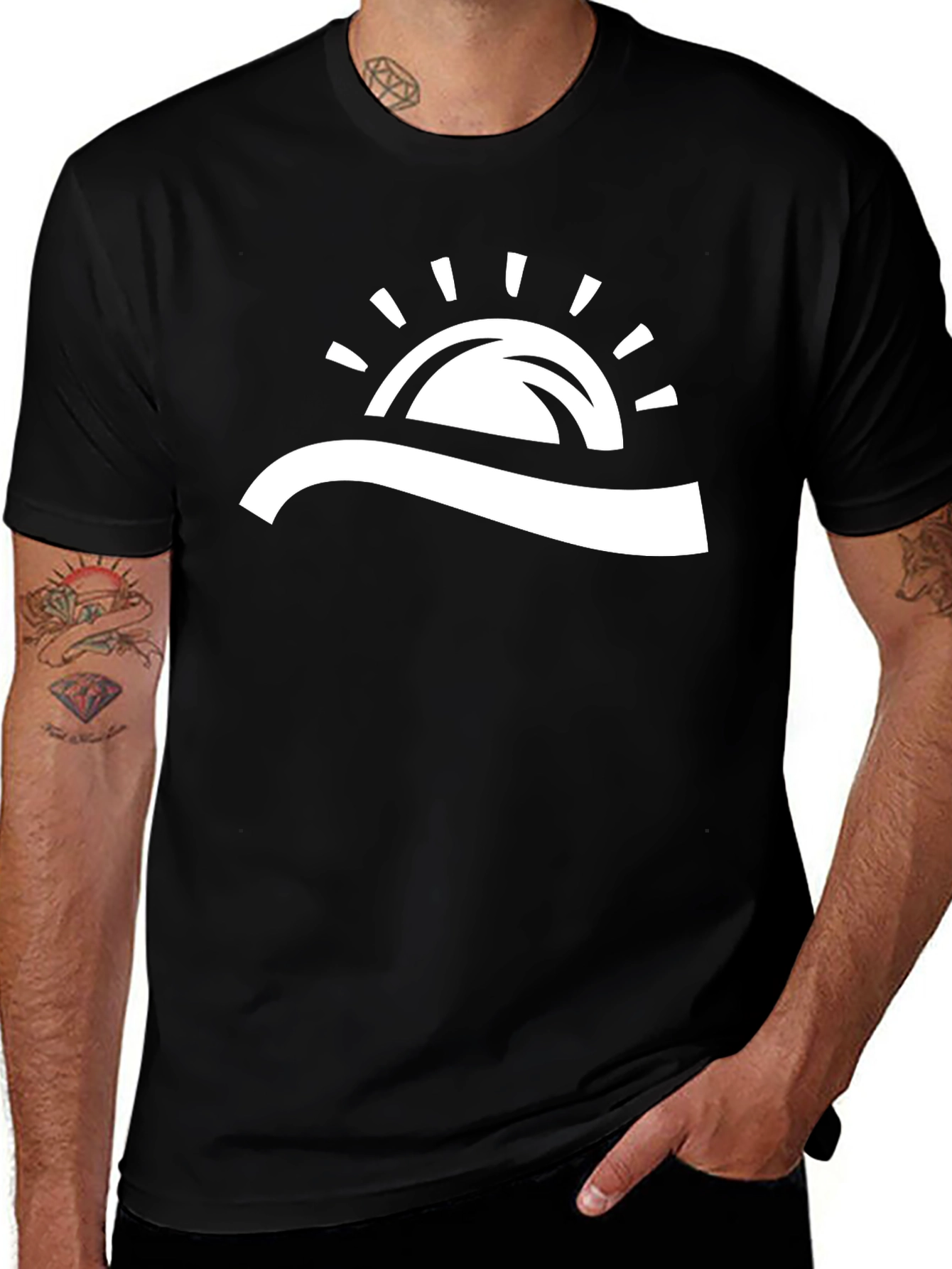 Variant 12 of Sunrise Graphic Tee - Black Cotton Comfort