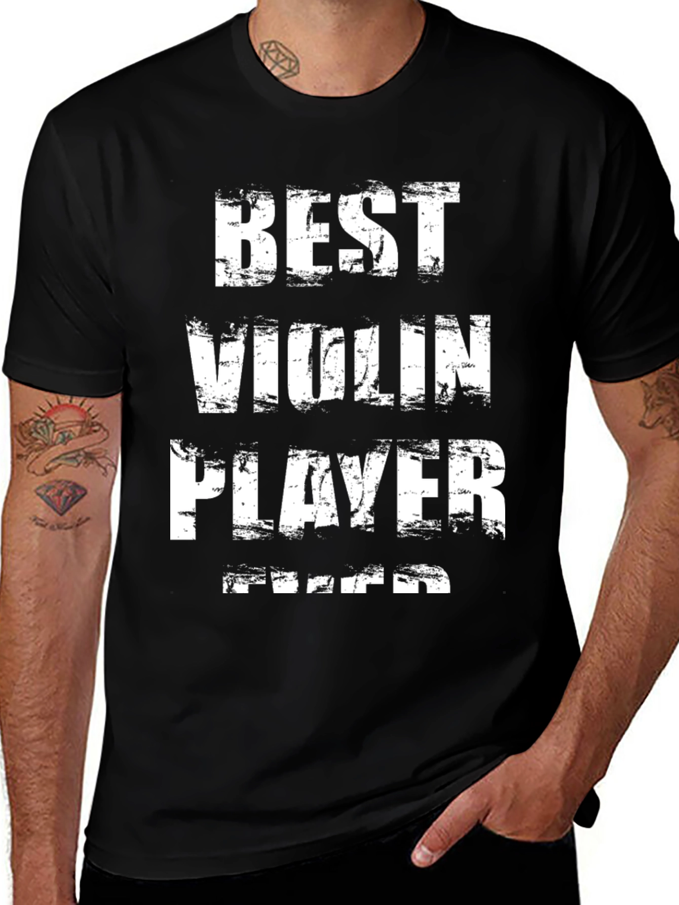 Variant 13 of Best Violin Player Ever T-Shirt - Black Cotton Tee
